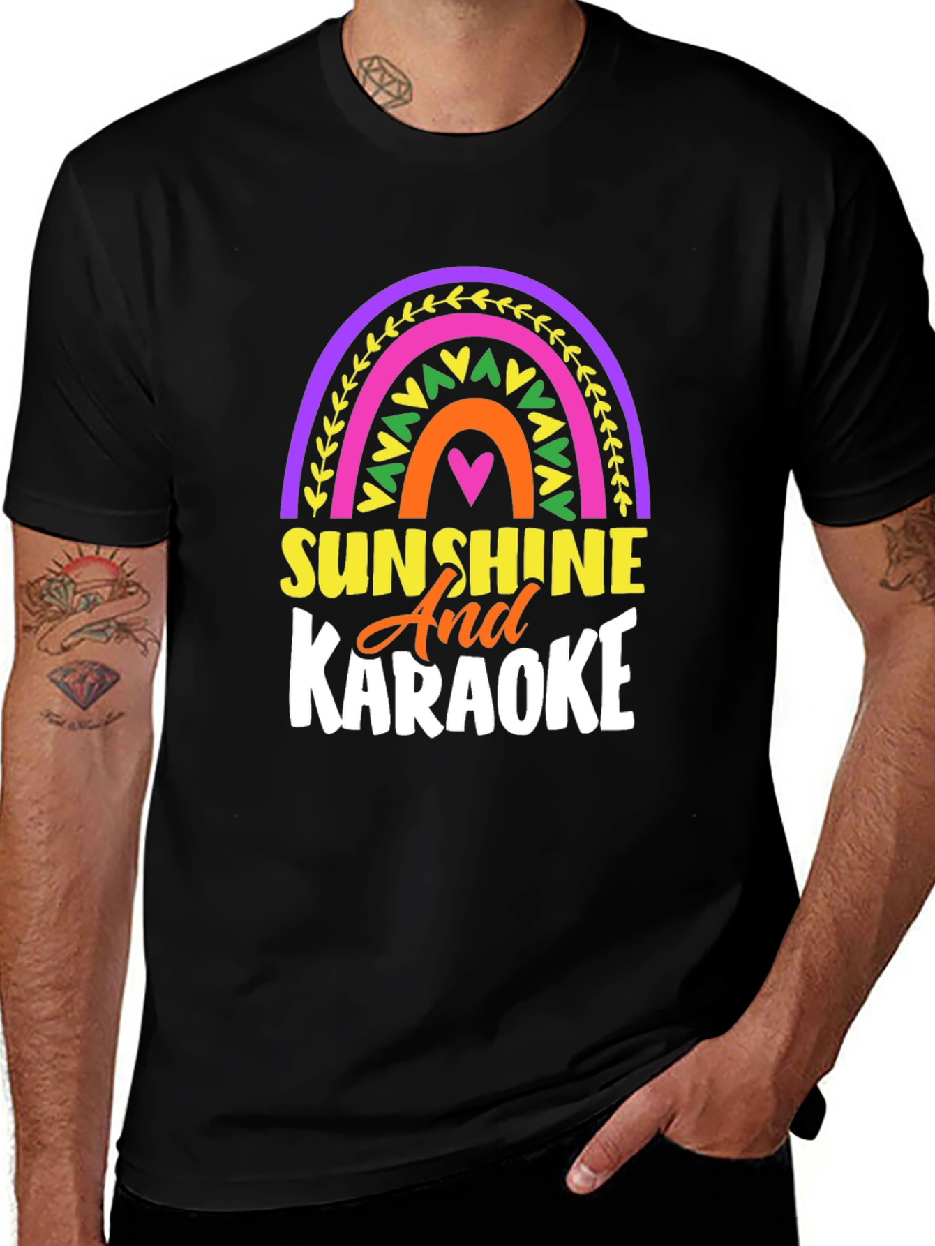 Variant 30 of Sunshine and Karaoke T-Shirt - Fun Rainbow Design