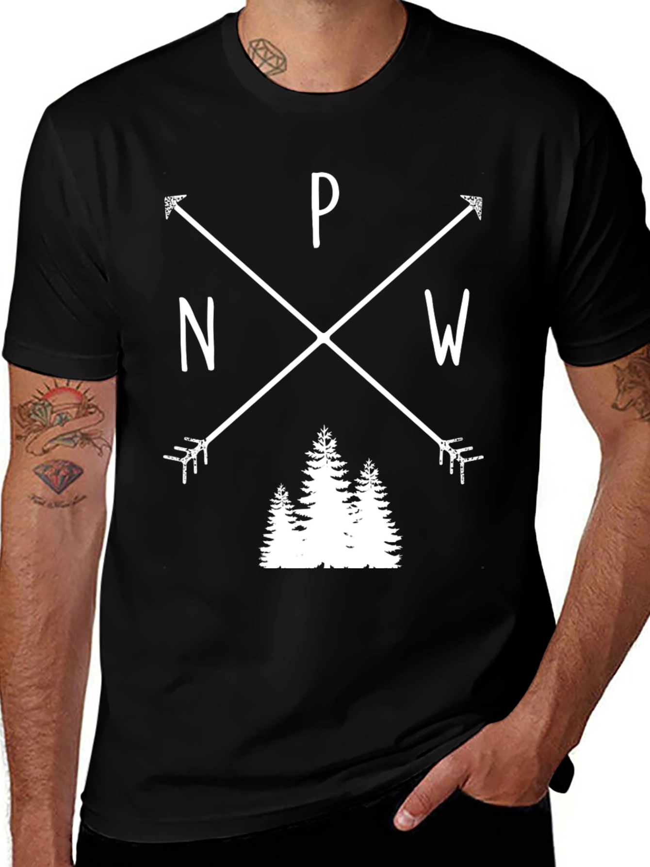 PNW Arrows & Trees Black T-Shirt