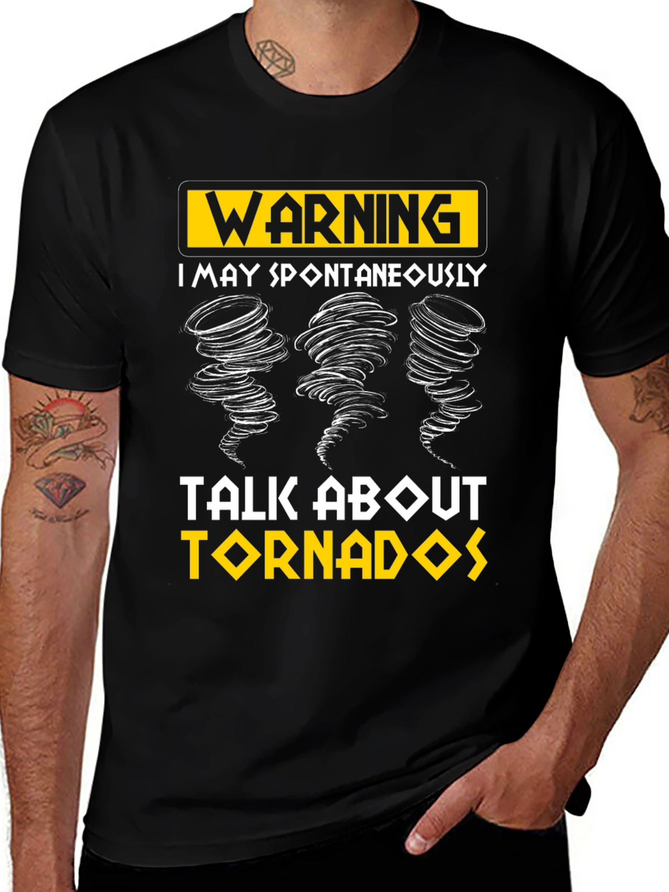 Variant 9 of Warning Tornado T-Shirt - Spontaneously Talk About Tornadoes Tee