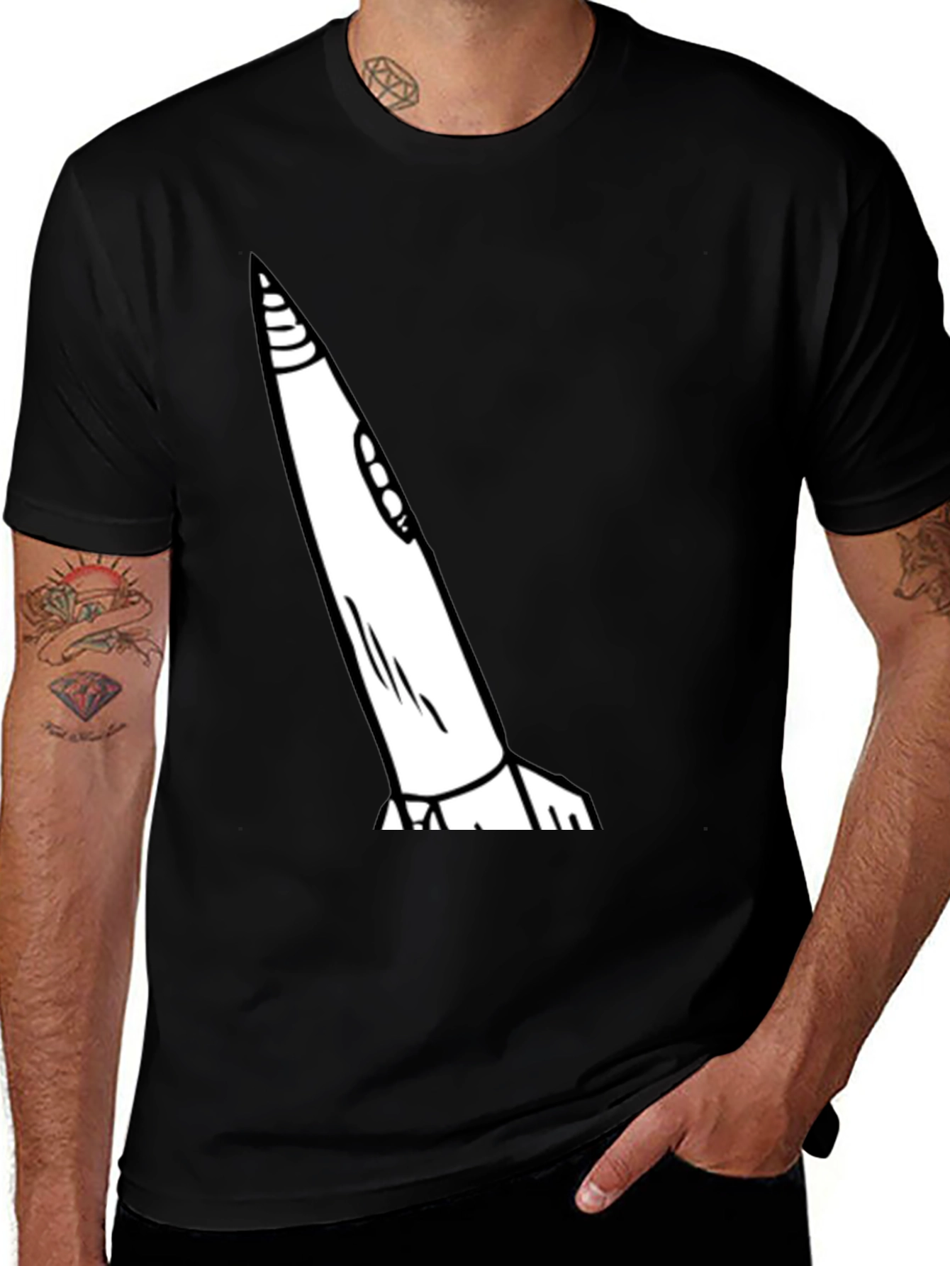 Variant 10 of Rocket Graphic Tee - Men's Black T-Shirt