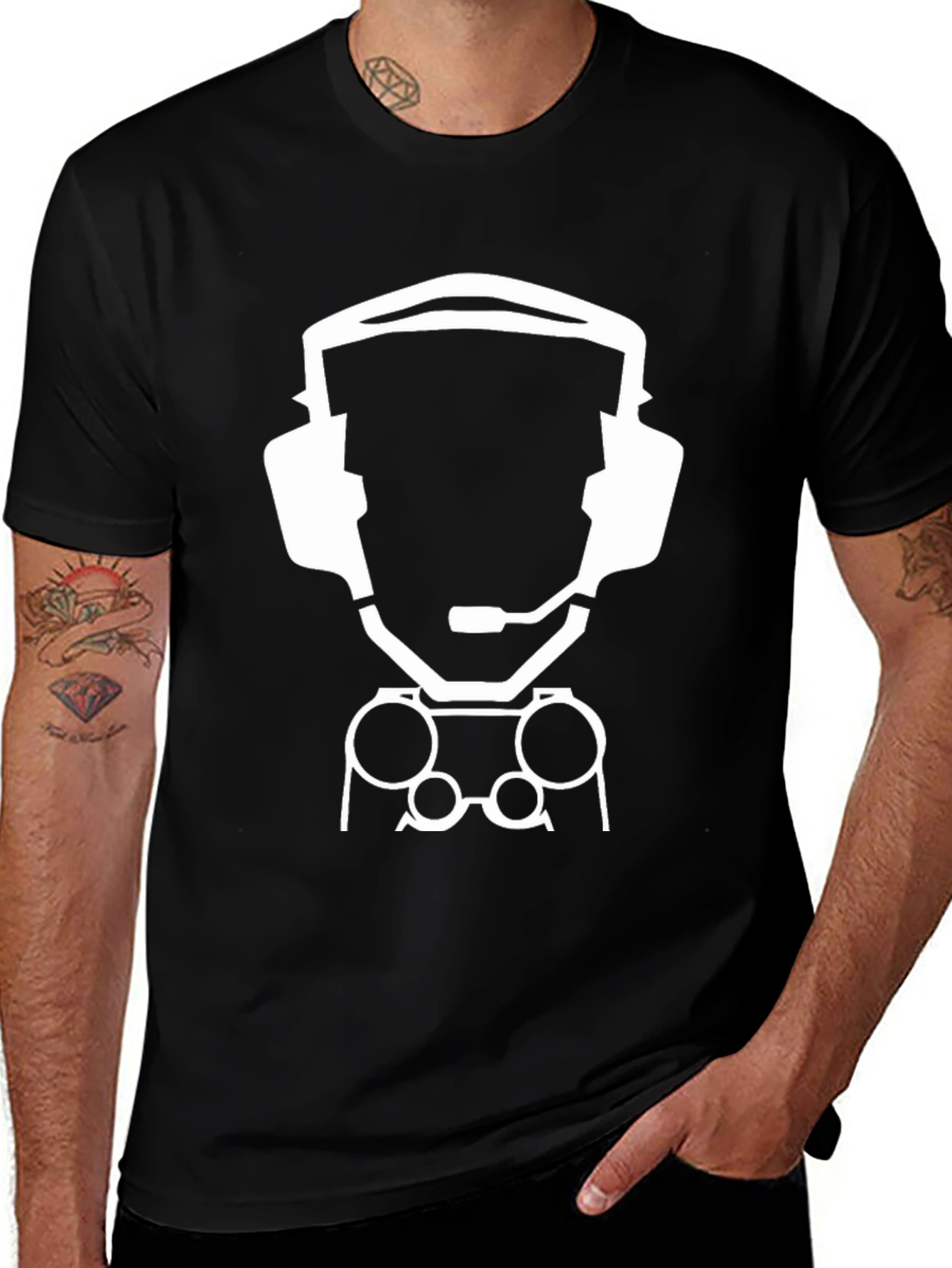 Variant 15 of Gamer Headset Graphic Tee - Black Cotton T-Shirt