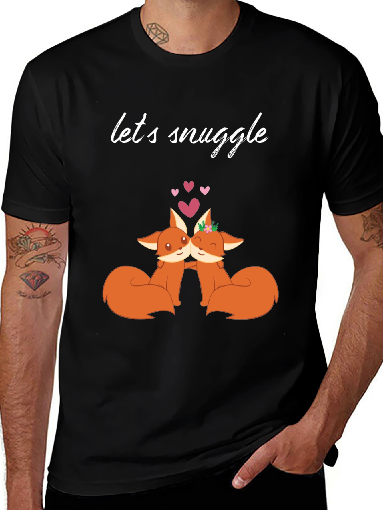 Variant 30 of Snuggle Foxes Graphic Tee - Cute Couple Shirt