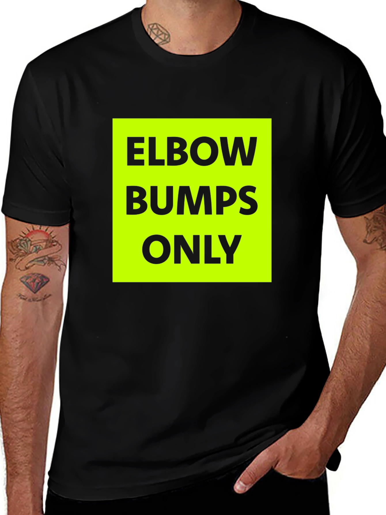 Variant 19 of Elbow Bumps Only Graphic Tee - Social Distancing Humor