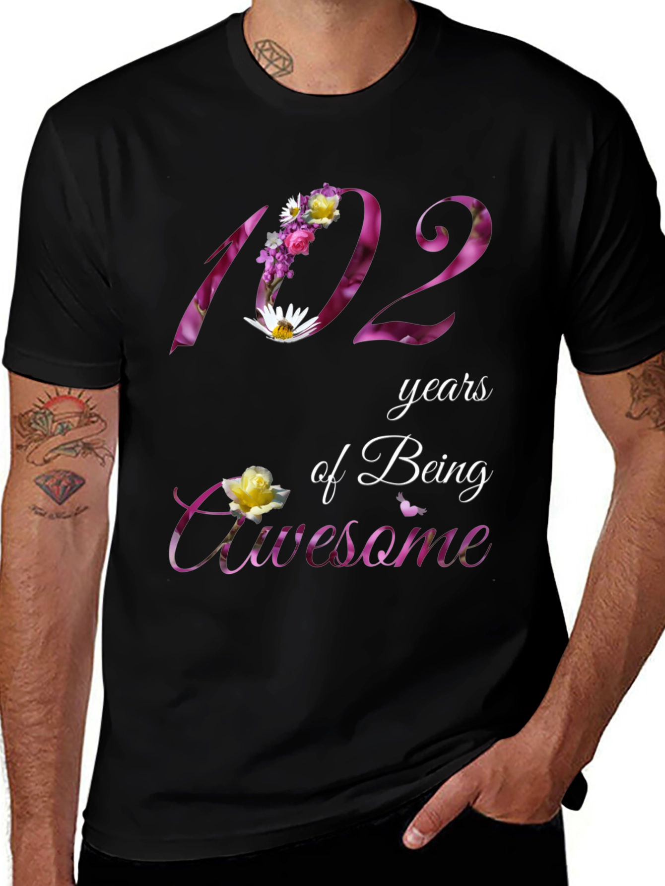 Variant 11 of 102 Years Awesome Floral T-Shirt