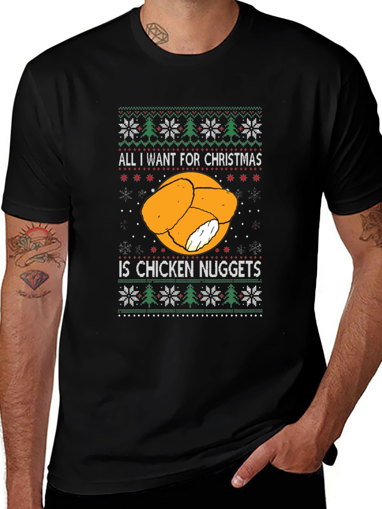 Chicken Nuggets Christmas T-Shirt