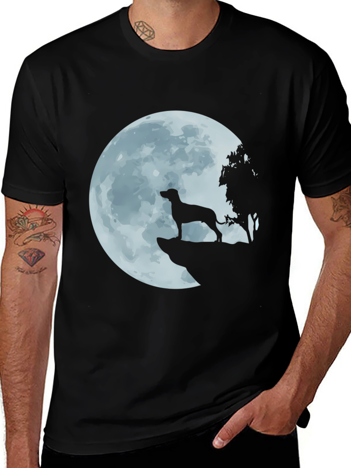 Variant 17 of Silhouette Dog on Moon T-Shirt