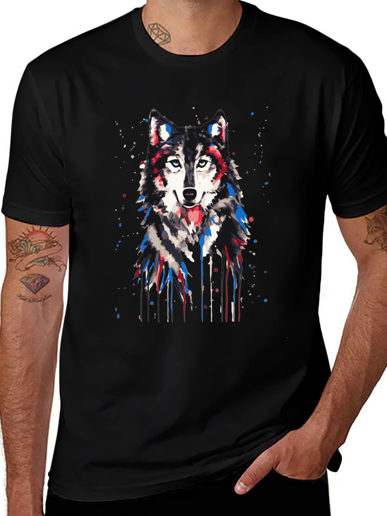 Black Wolf Graphic Print T-Shirt main image