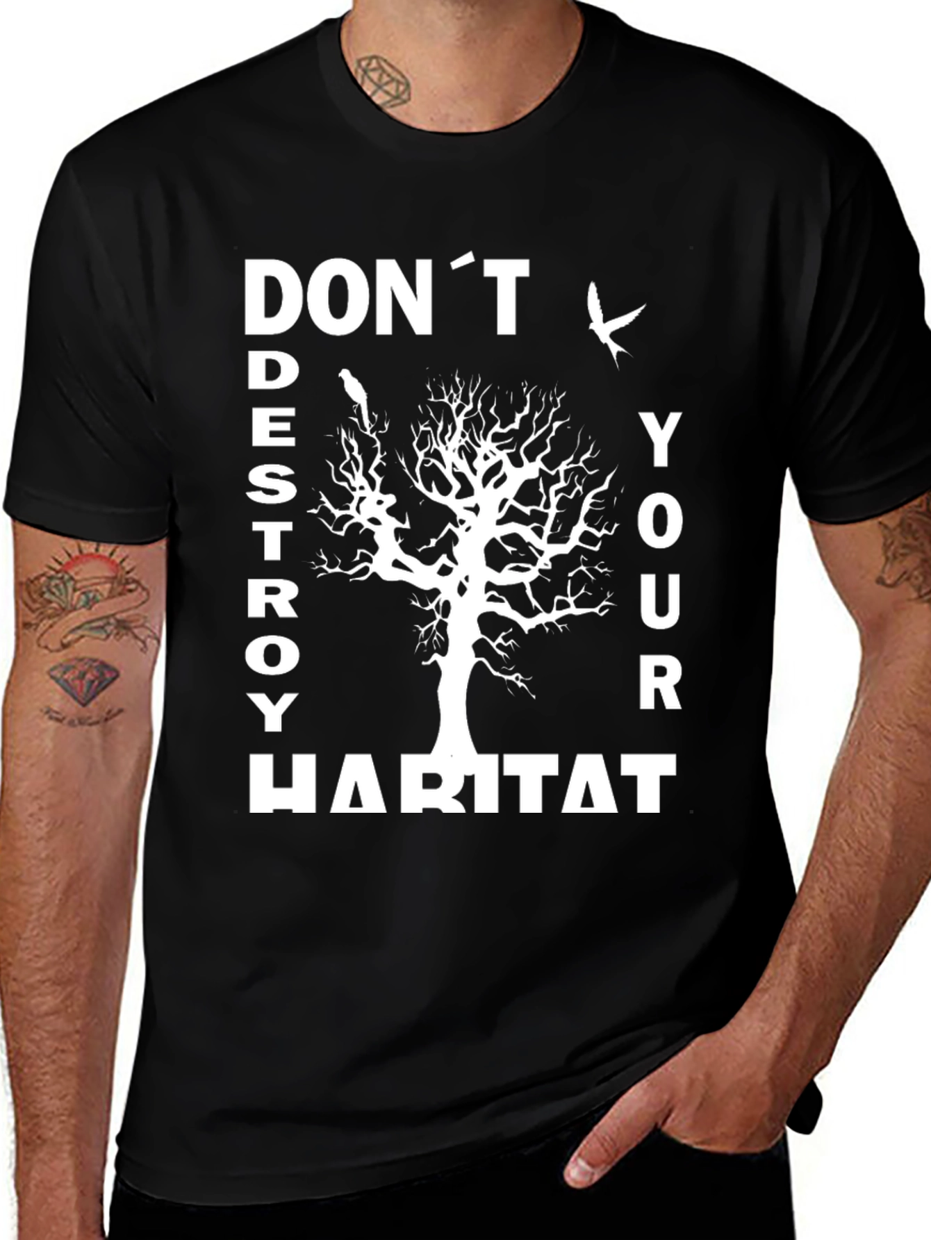 Variant 22 of Eco-Friendly "Don't Destroy Habitat" Graphic T-Shirt