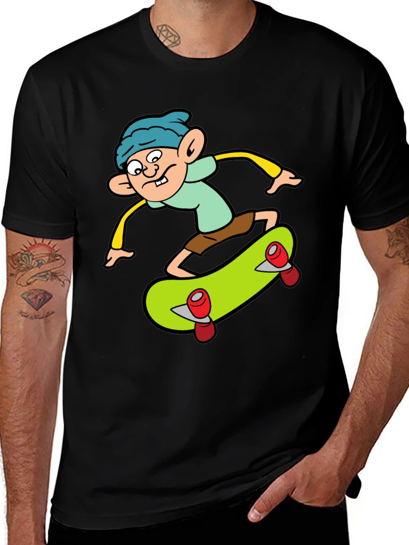 Variant 18 of Cartoon Skater Graphic Tee - Black