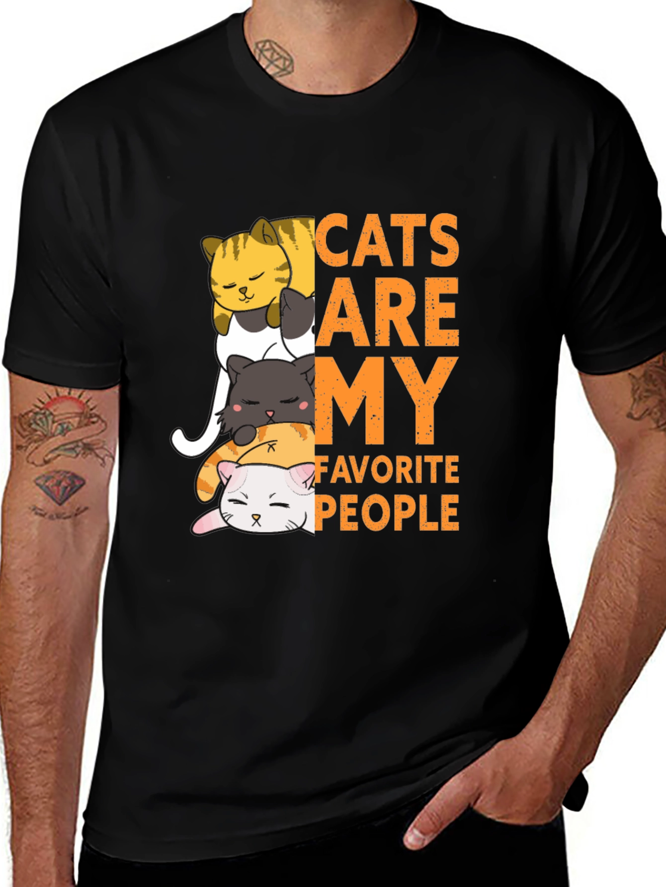 Variant 25 of Cats Are My Favorite People Black T-Shirt