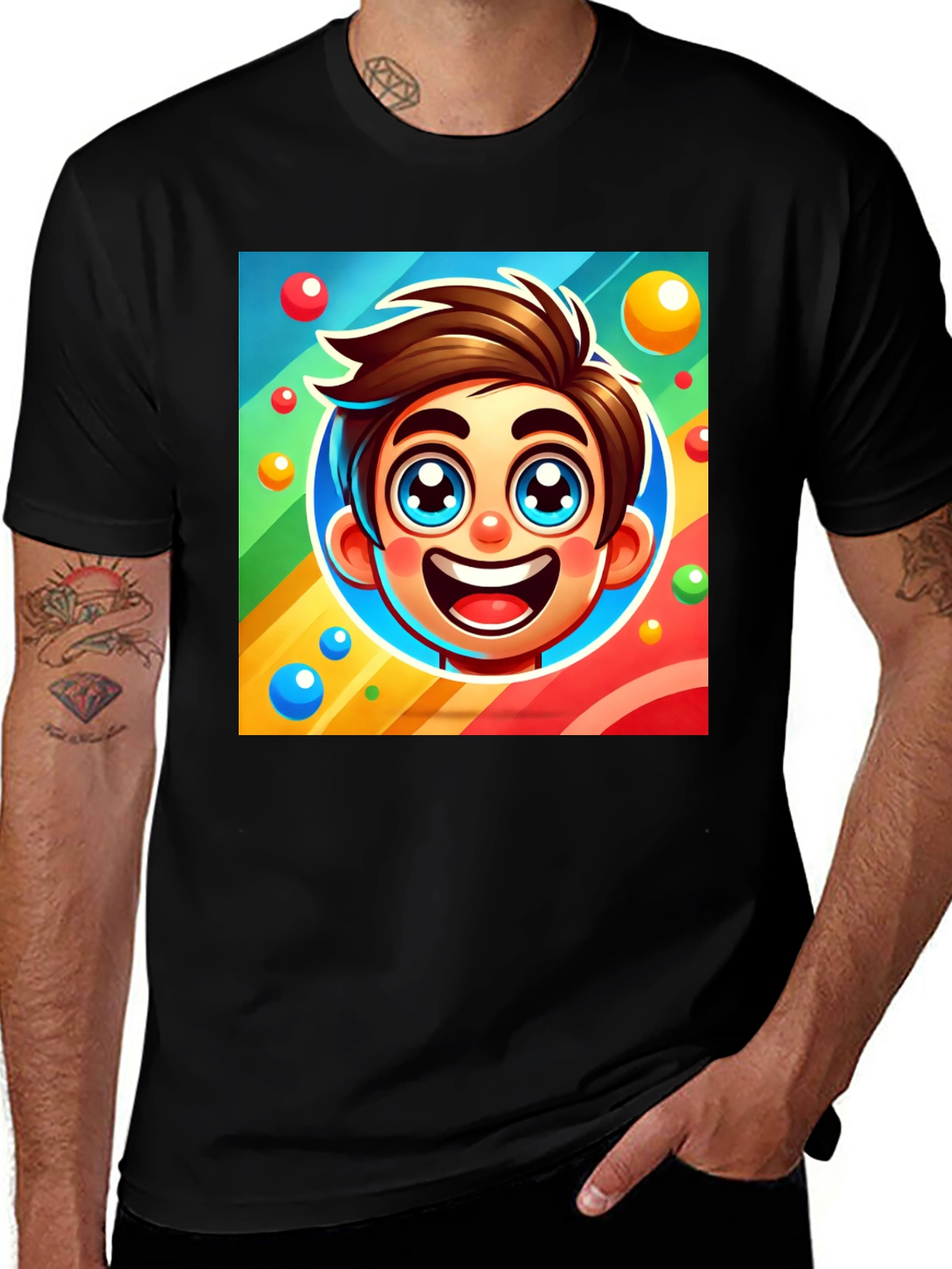 Variant 27 of Cartoon Boy Graphic Tee - Fun, Vibrant Design