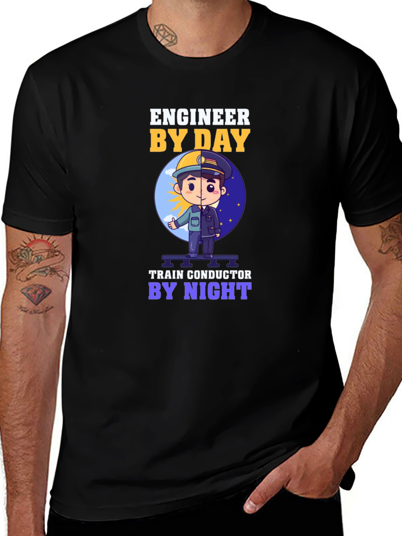 Engineer By Day Train Conductor By Night Black T-Shirt