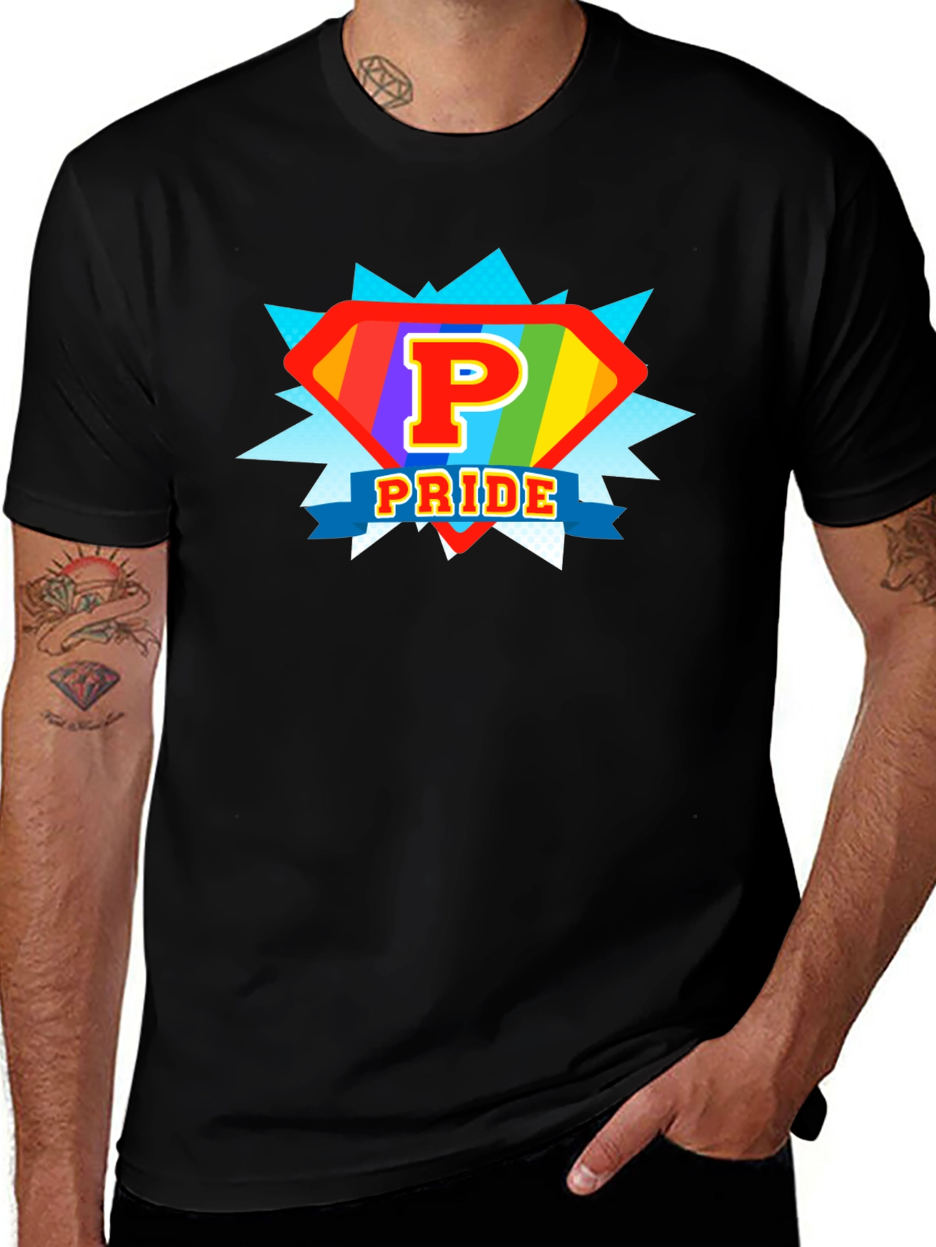 Variant 23 of Pride P Logo T-Shirt - Rainbow Graphic Tee