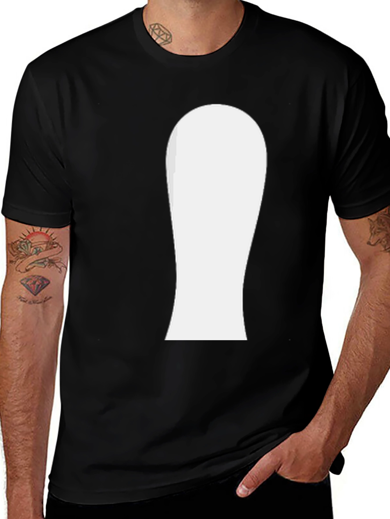 Variant 23 of Men's Black T-Shirt with Abstract White Design