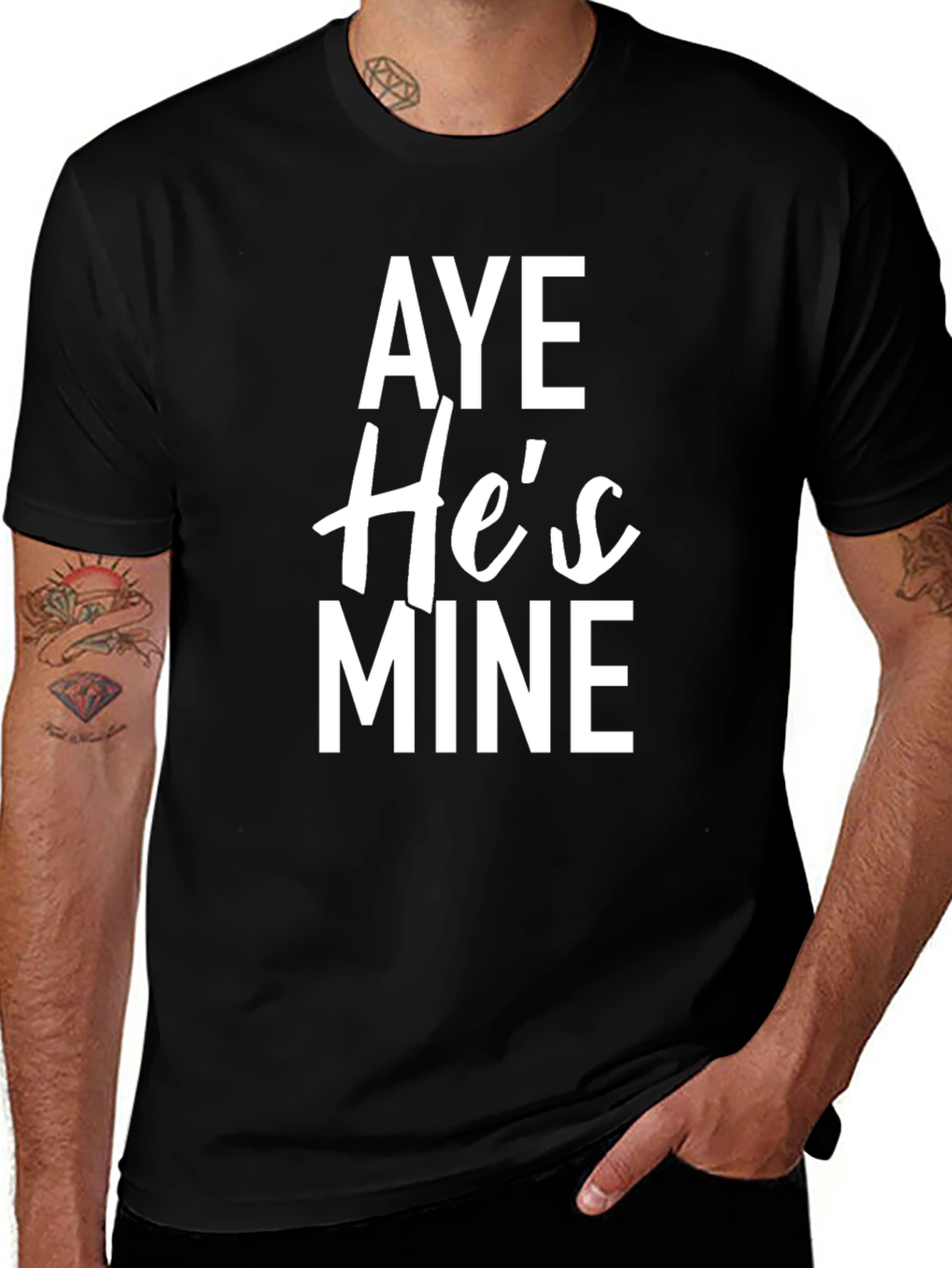 Variant 20 of Aye He's Mine Graphic Tee - Black Cotton Blend