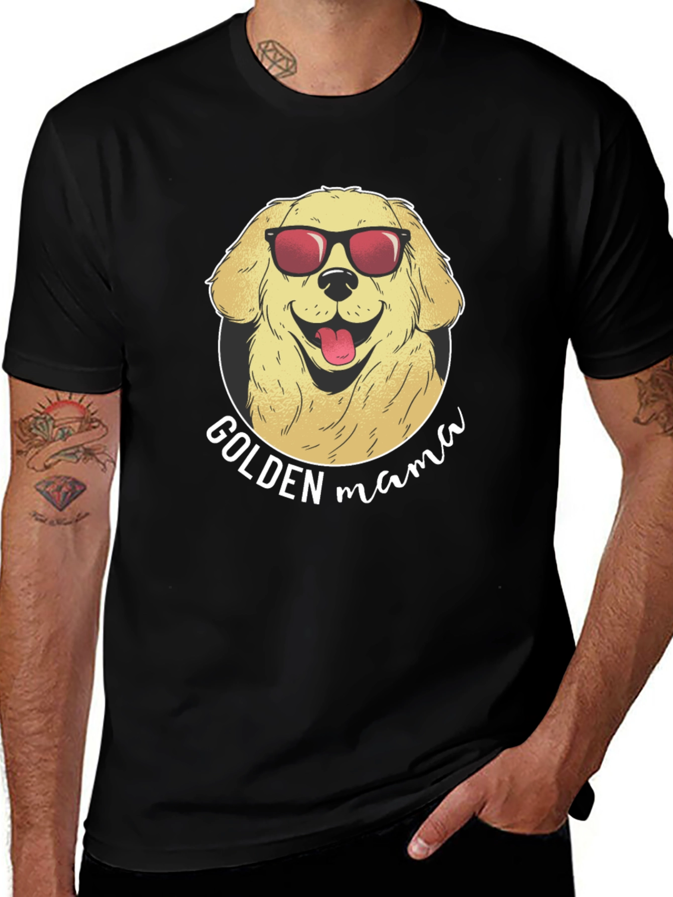 Variant 18 of Golden Mama Dog Graphic Tee - Unisex Black T-Shirt