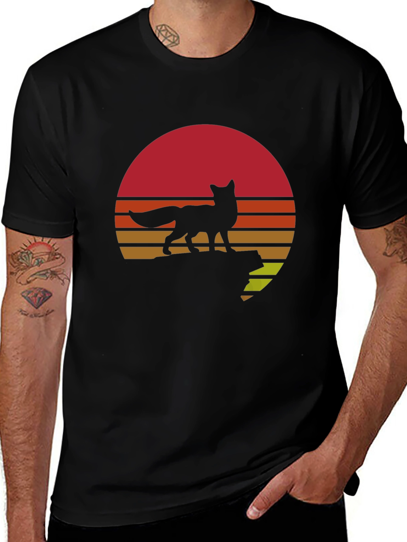 Variant 26 of Fox Sunset Graphic Tee - Black T-Shirt