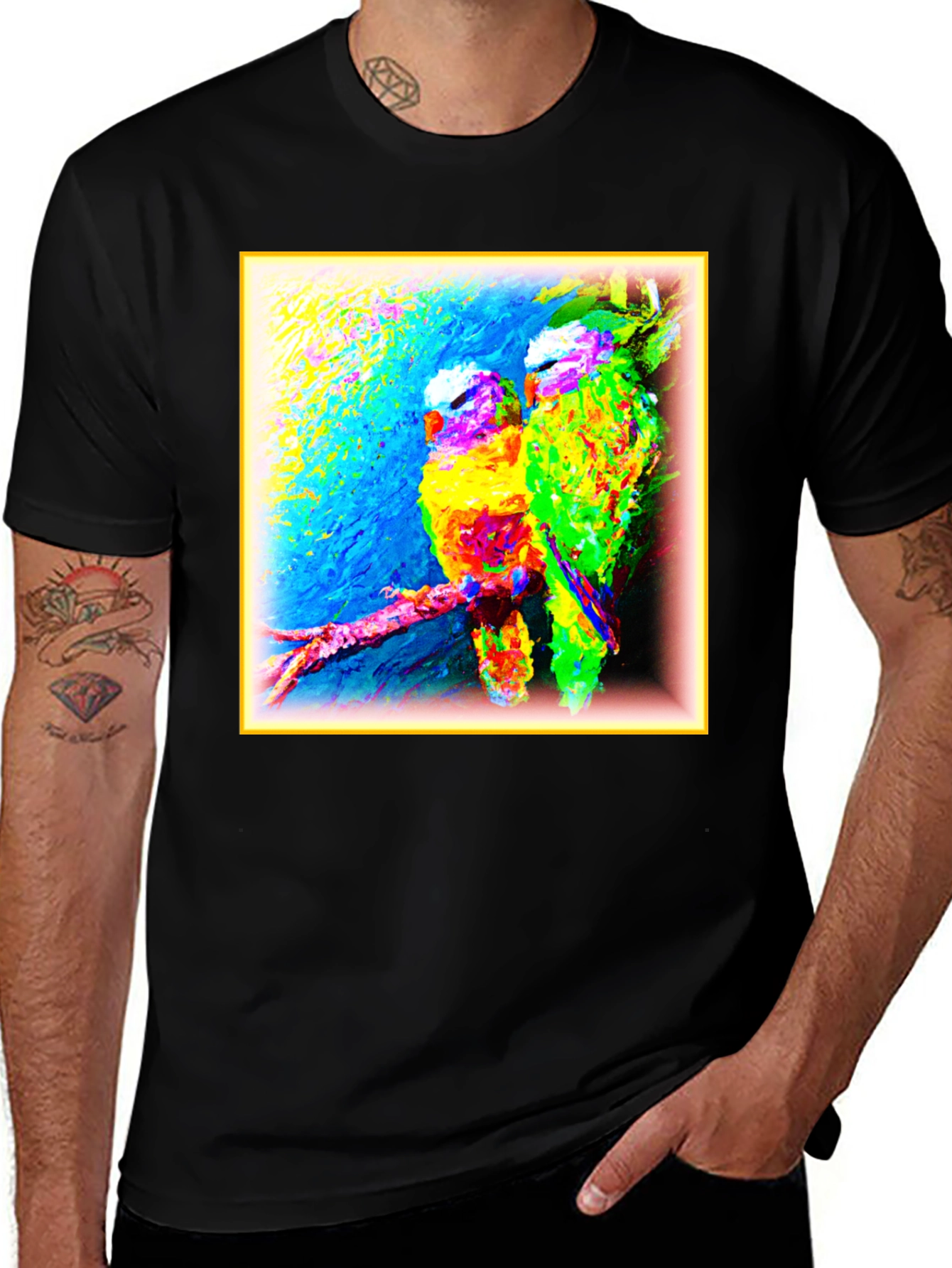 Variant 5 of Vibrant Bird Art Graphic Tee -  Unique Design