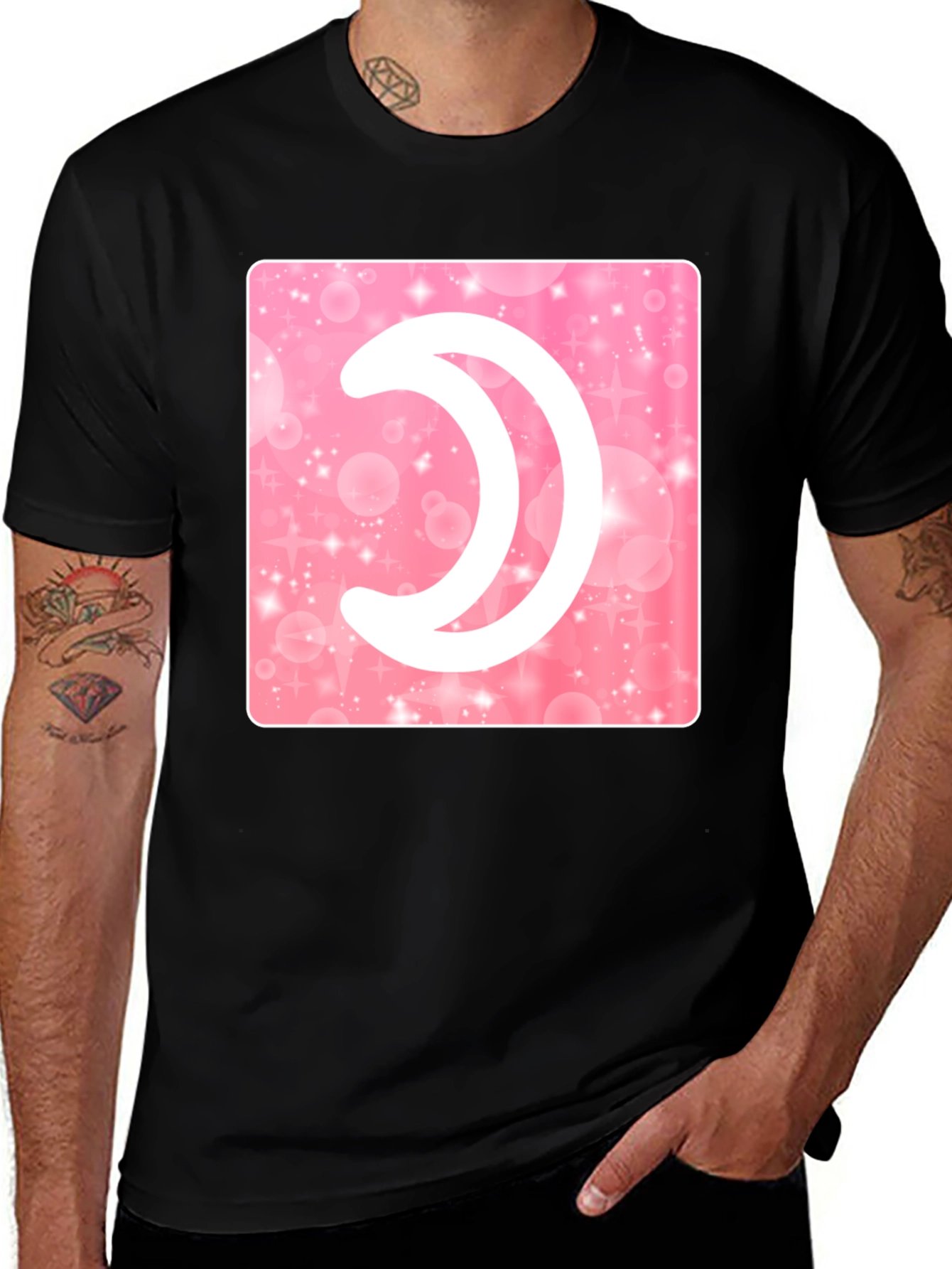 Crescent Moon Pink Sparkle Graphic Tee