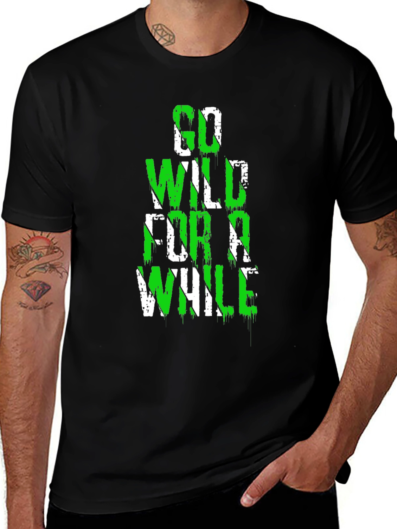 Variant 20 of Go Wild For A While Men's Black T-Shirt