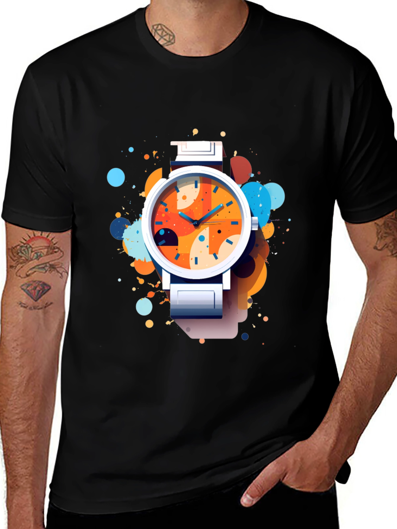 Variant 9 of Abstract Watch Graphic T-Shirt - Modern Style