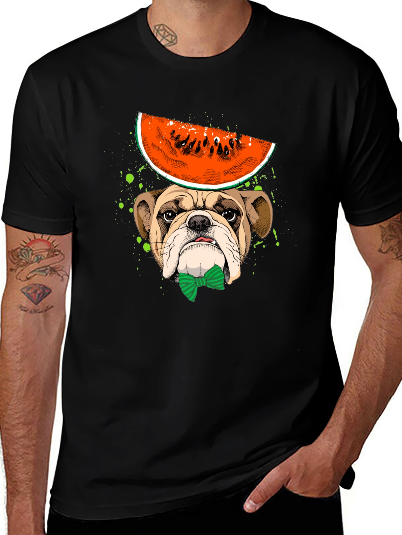 Variant 10 of Bulldog with Watermelon T-Shirt