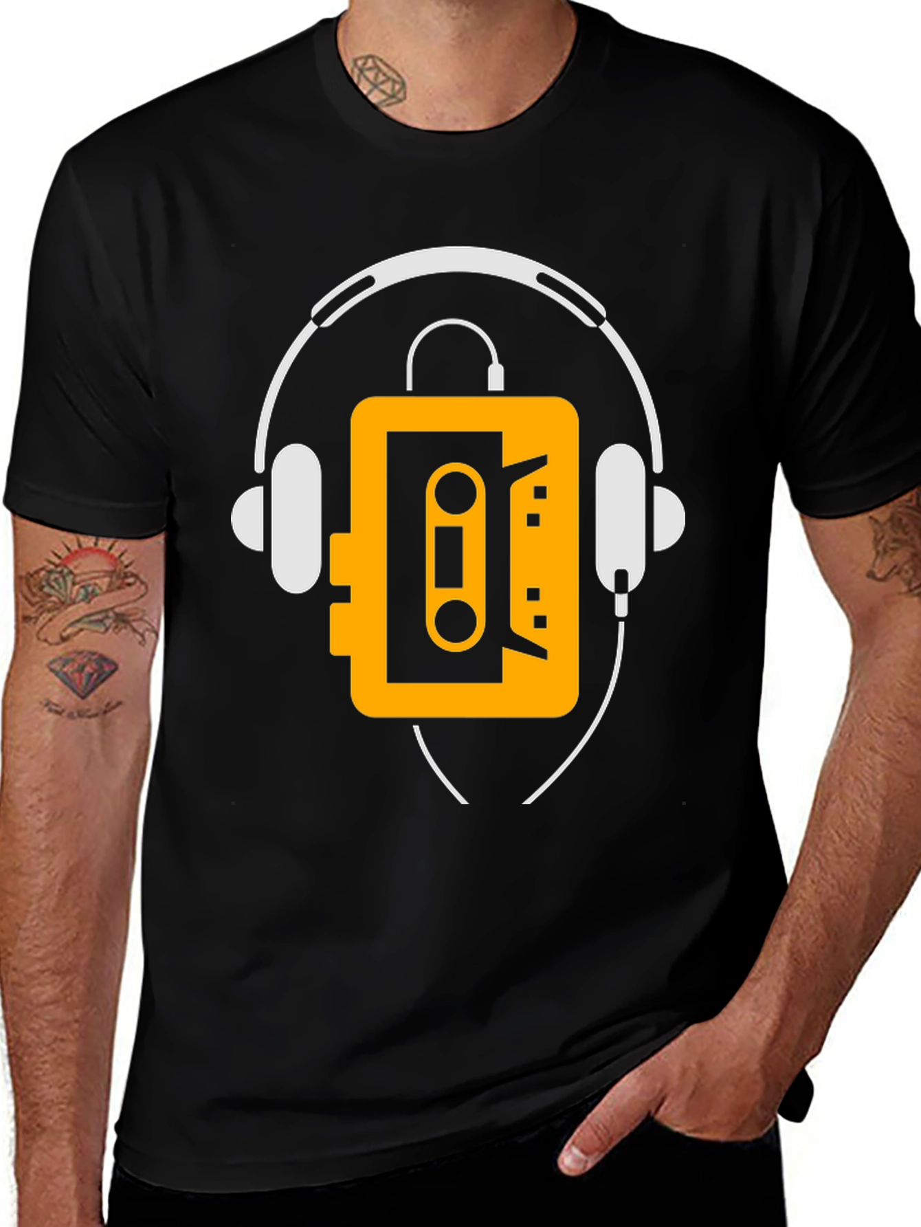 Variant 14 of Retro Cassette Player Headphone Graphic Tee