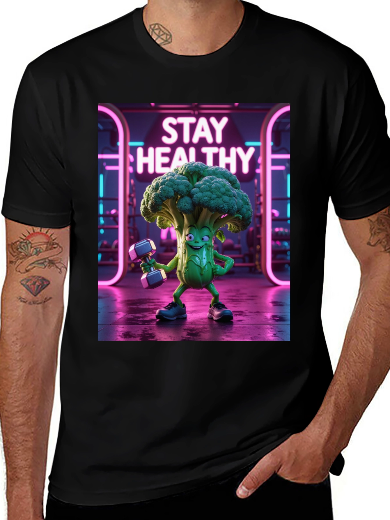 Variant 5 of Stay Healthy Broccoli Gym T-Shirt