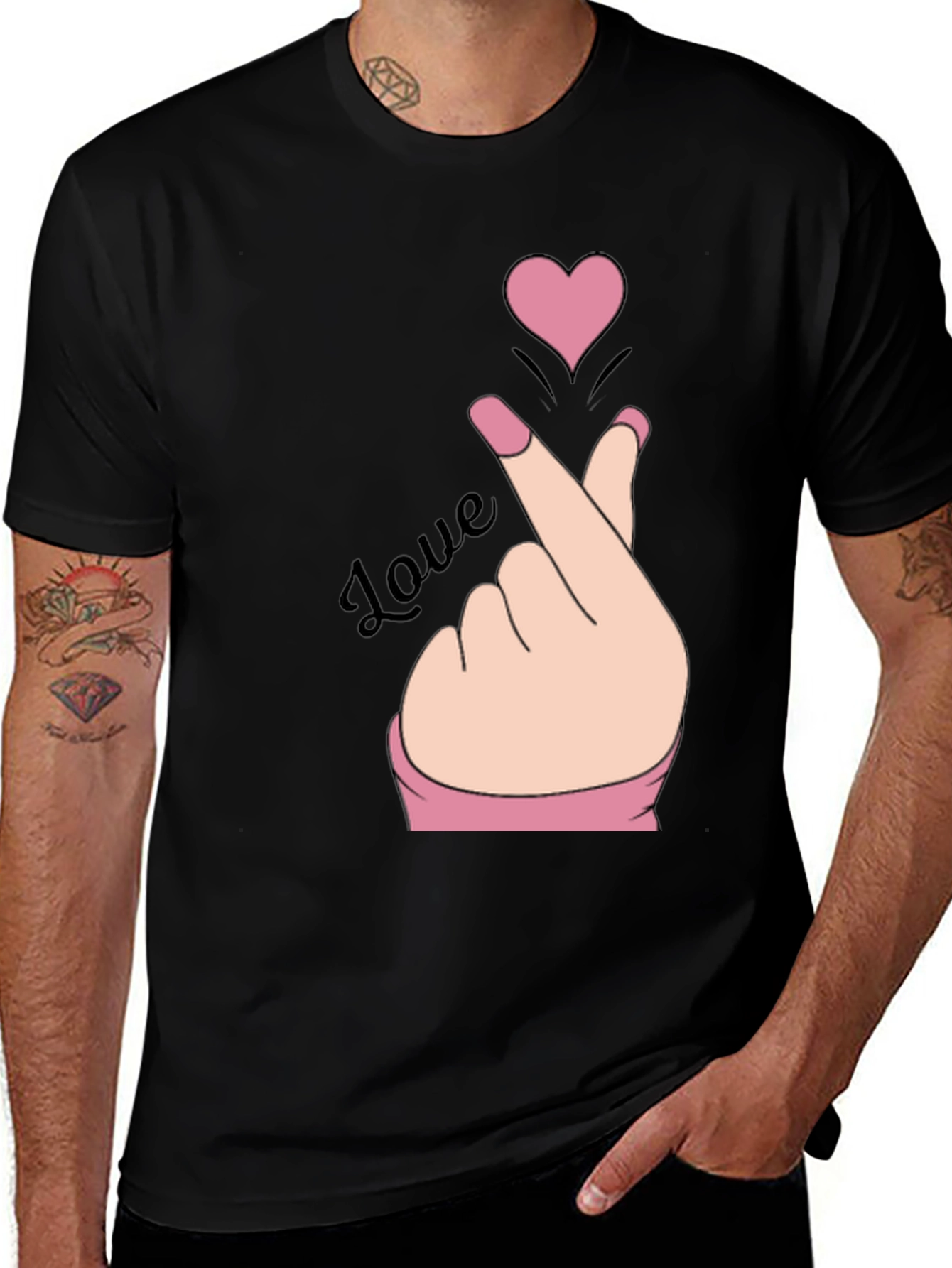 Variant 9 of Love Sign Heart Hand Graphic Tee - Soft Cotton Shirt