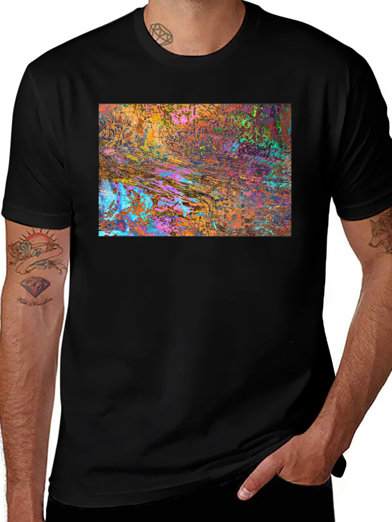 Variant 22 of Abstract Art Graphic Print Black T-Shirt