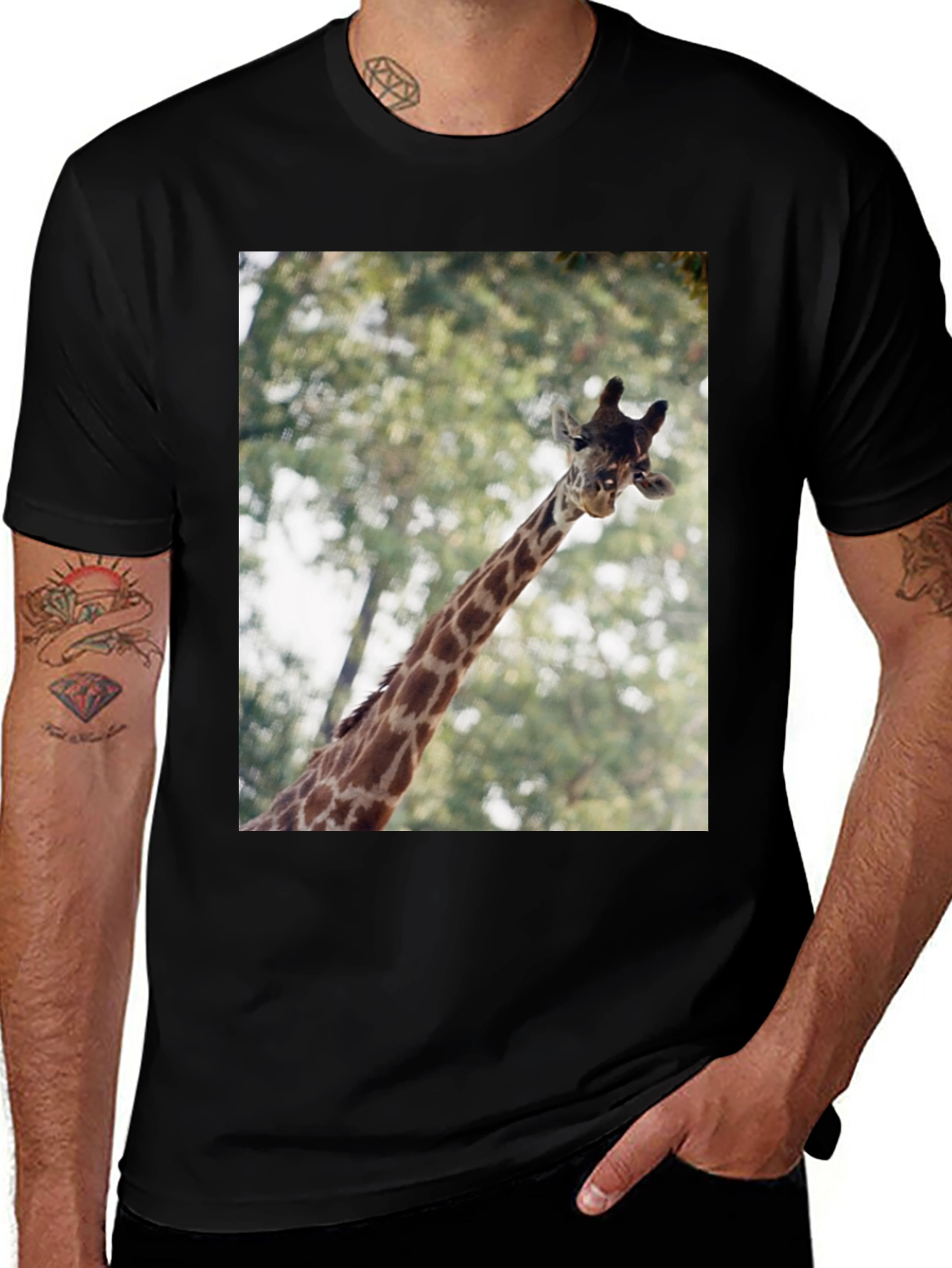 Variant 27 of Giraffe Graphic T-Shirt - Unisex Black Tee