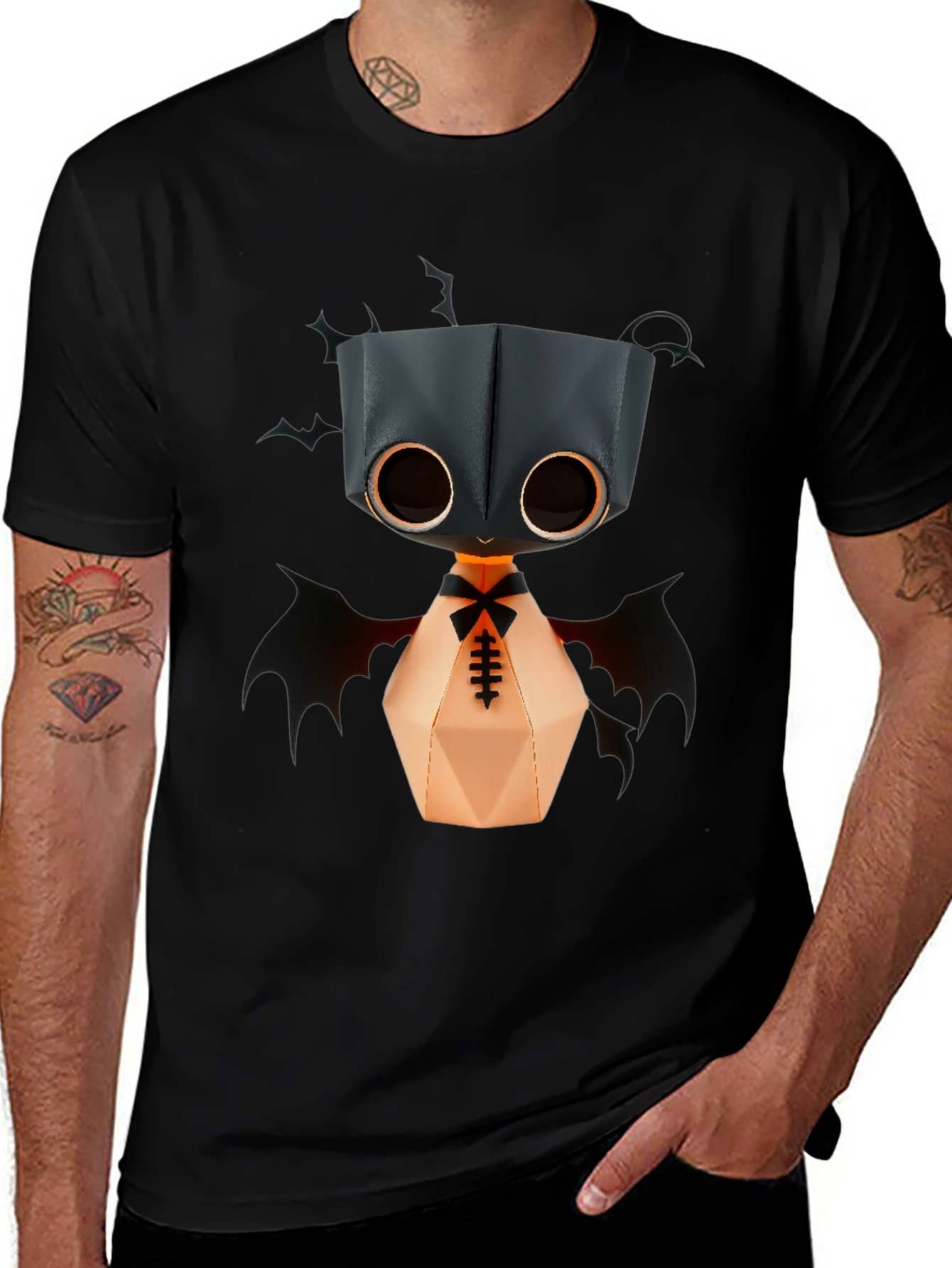 Variant 16 of Cute Bat Monster Graphic Tee - Unisex Black T-Shirt