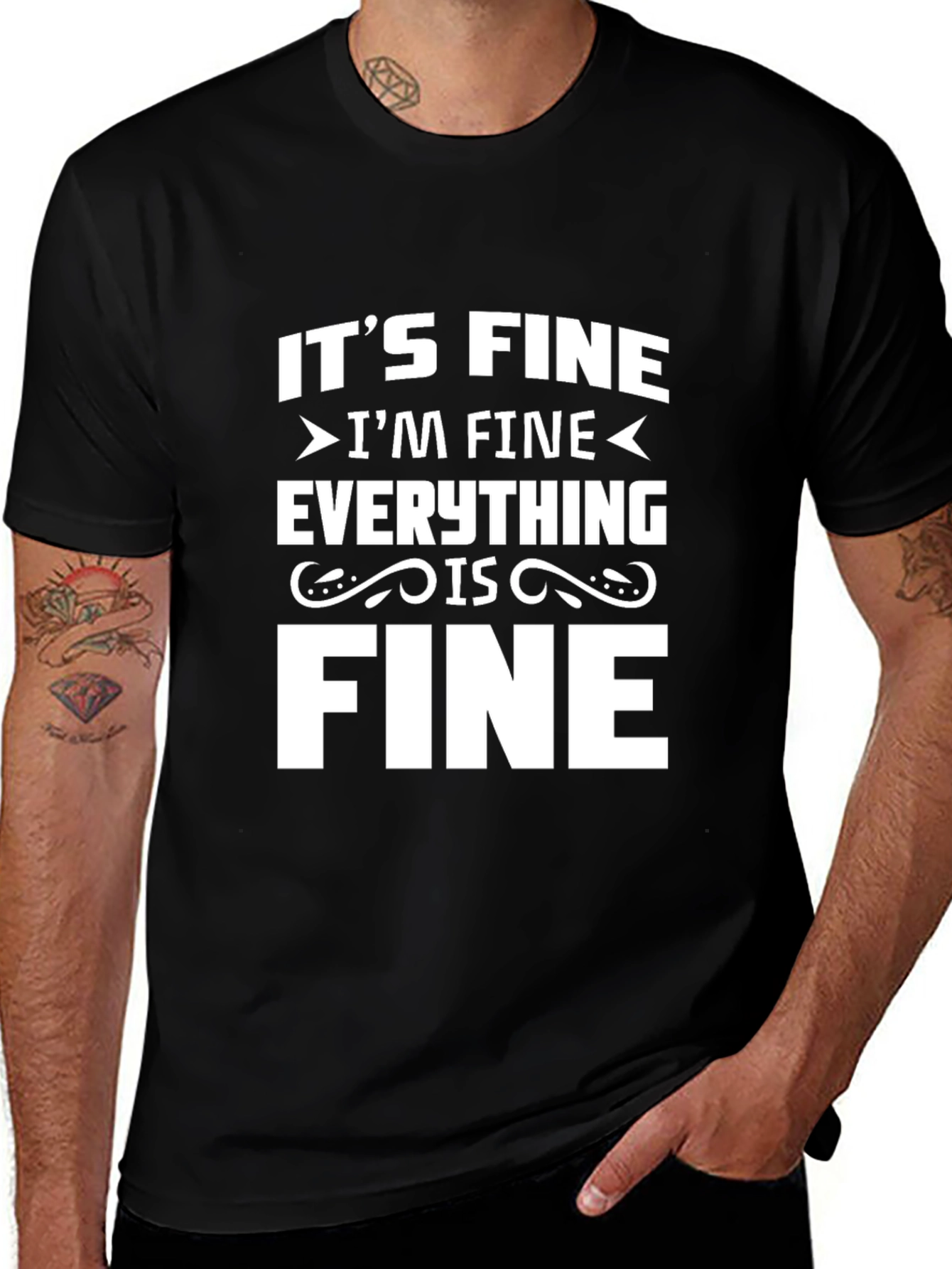 Variant 14 of It's Fine I'm Fine Everything is Fine Black T-Shirt