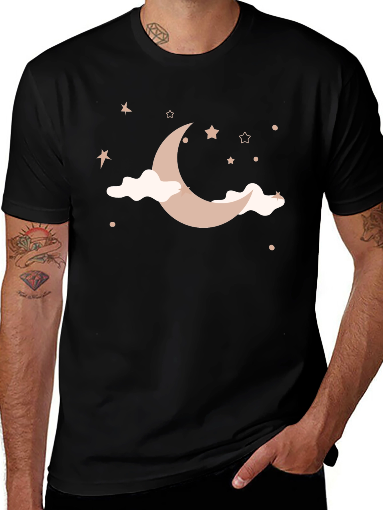 Variant 16 of Dreamy Night Sky Graphic Tee - Black