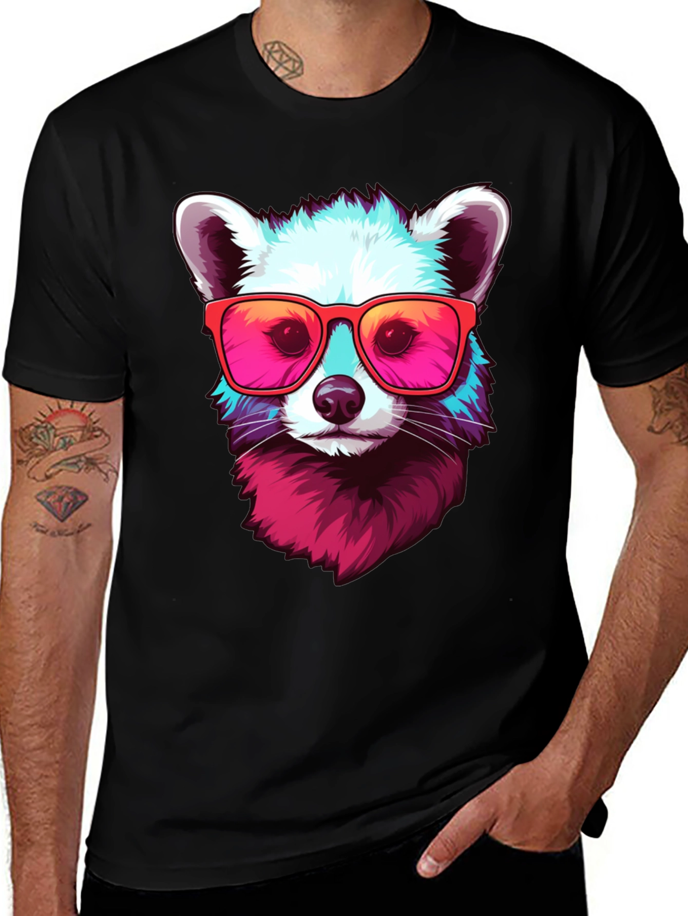 Variant 11 of Cool Raccoon Graphic Tee - Funky Animal Shirt