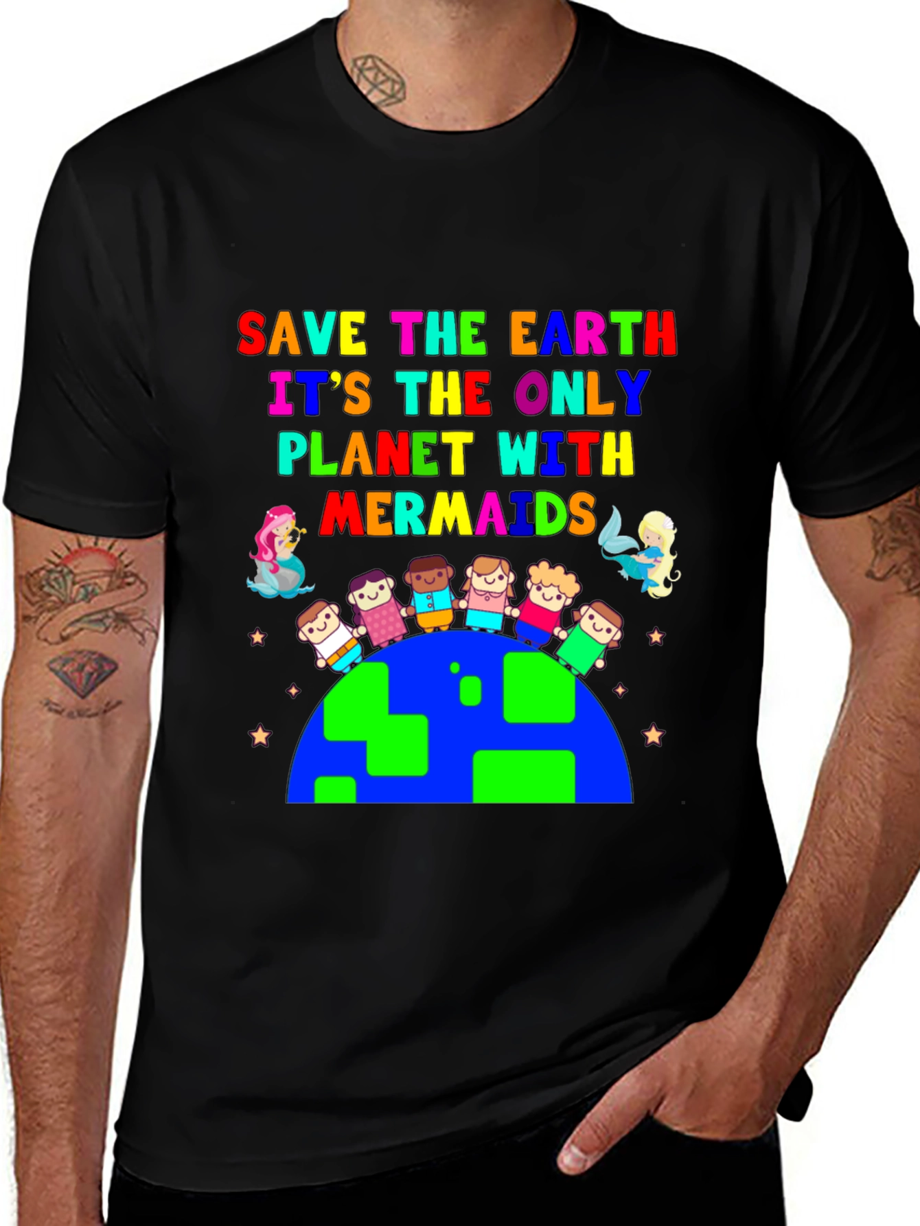 Variant 7 of Save the Earth Mermaids Graphic T-Shirt