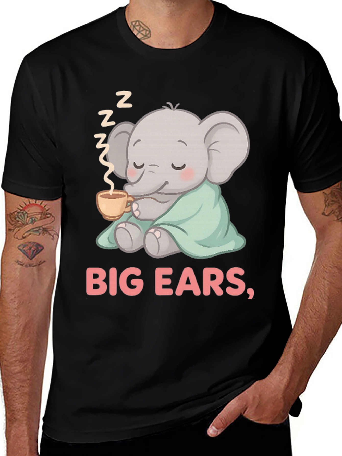 Variant 30 of Cute Elephant 'Big Ears' Graphic Tee