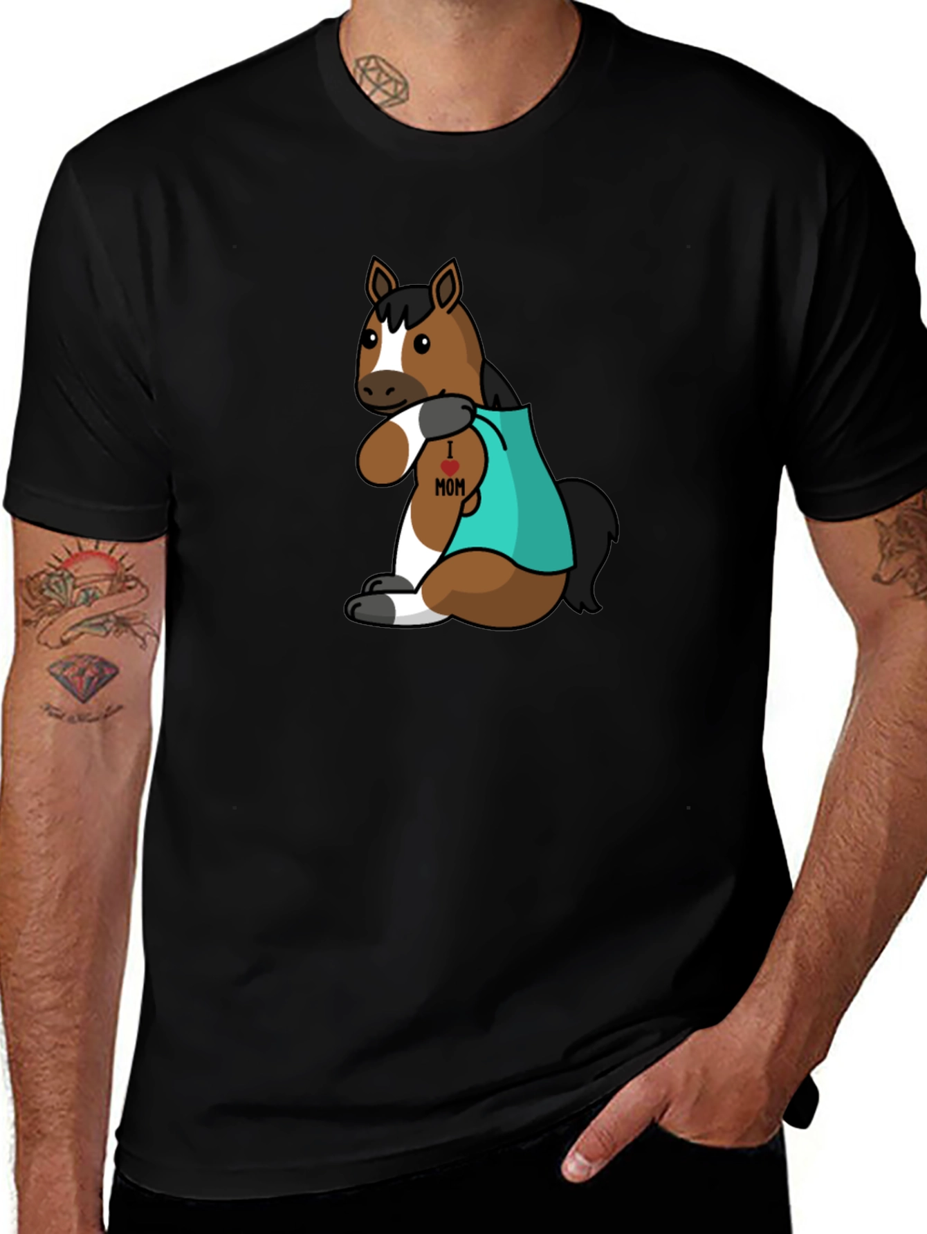 Variant 30 of I Heart Mom Horse Tee - Unique Animal Cartoon T-Shirt