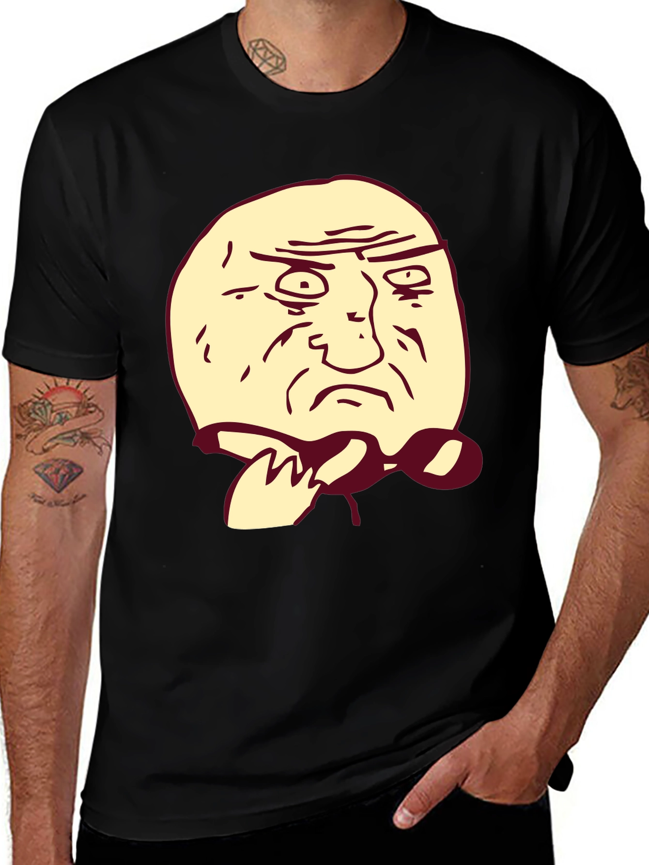 Variant 12 of Black Meme Face Graphic Tee - Viral Internet Humor
