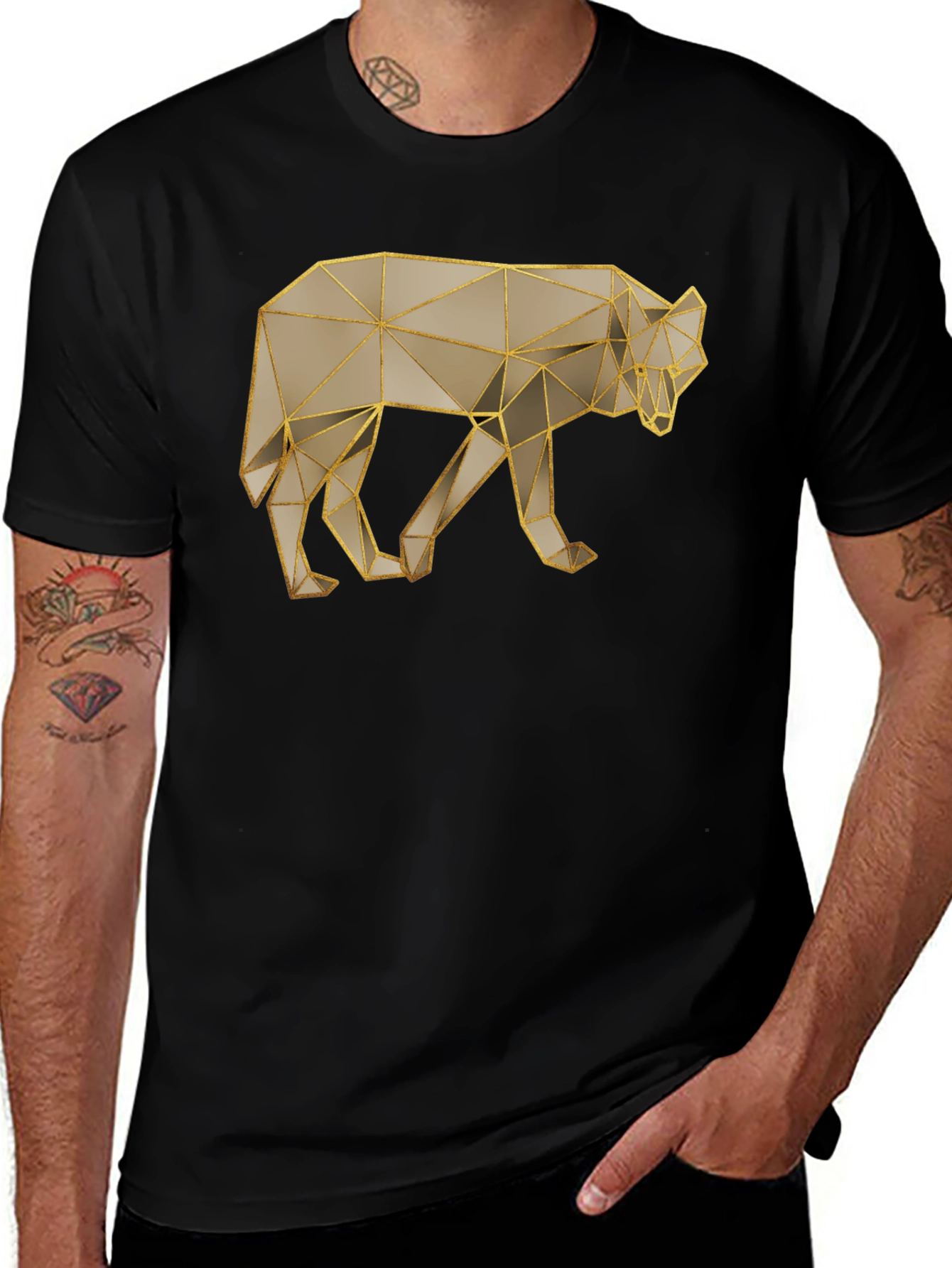 Variant 13 of Geometric Wolf Graphic Tee - Stylish Minimalist Design