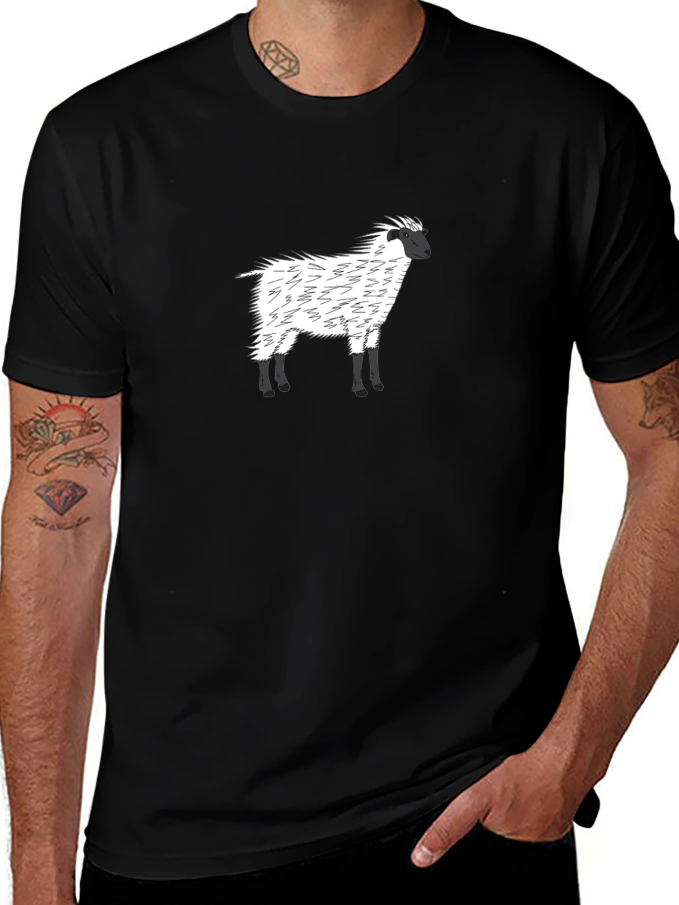Variant 14 of Sheep Graphic Print Tee - Soft & Stylish Black T-Shirt