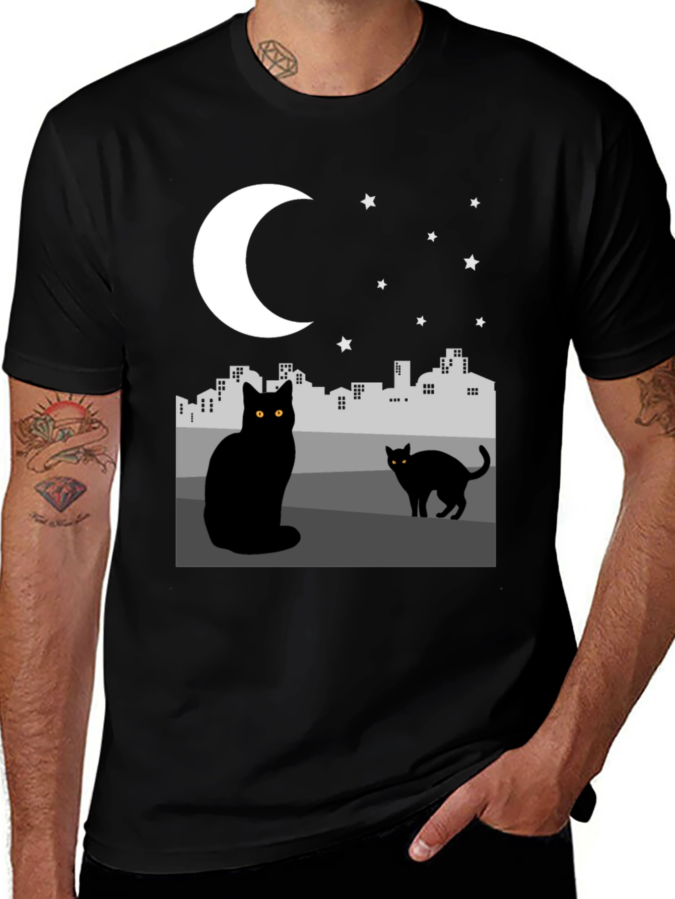 Variant 22 of Cats Under the Moon Graphic Tee