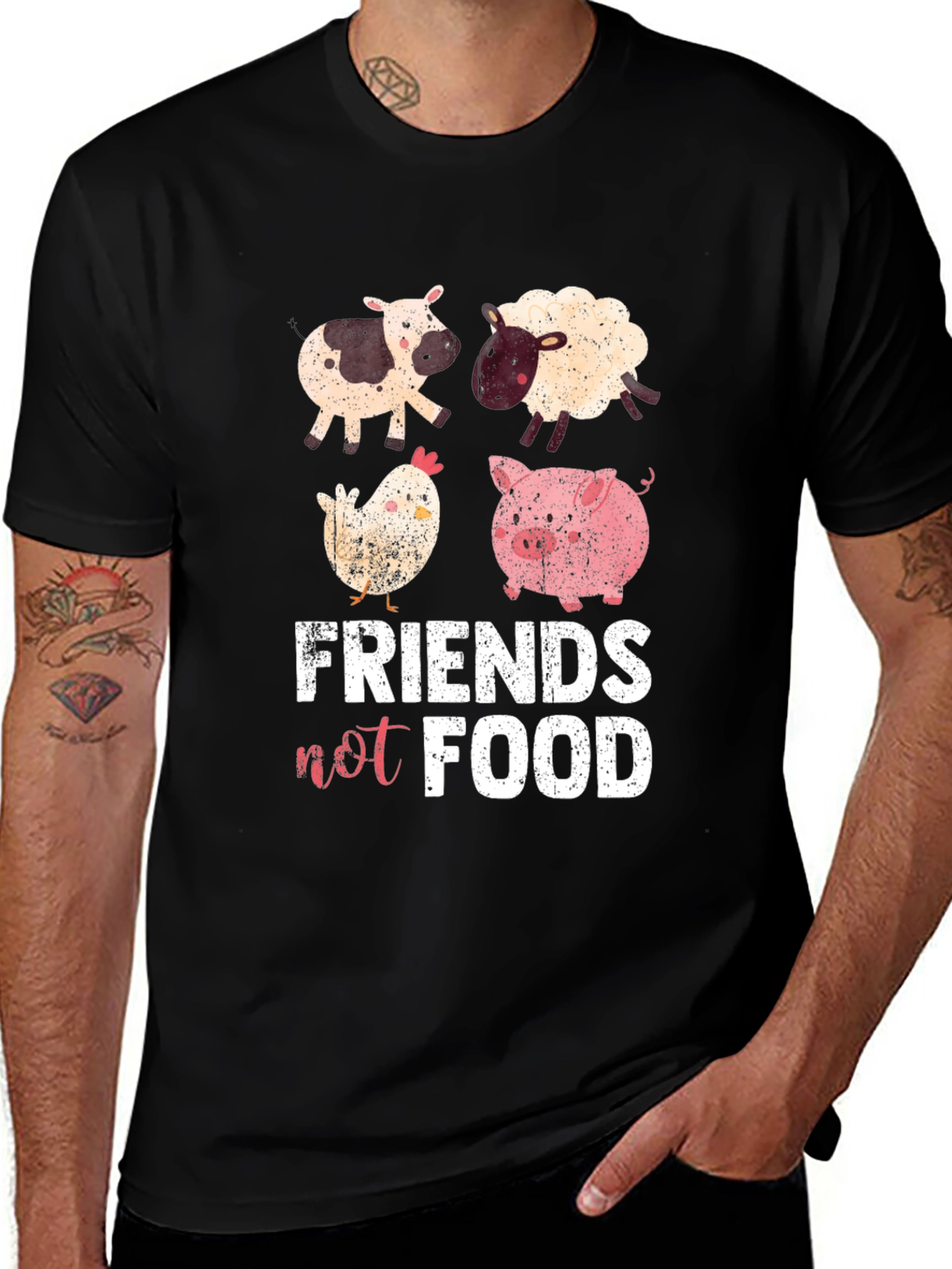 Variant 27 of Vegan Friends Not Food Graphic Tee