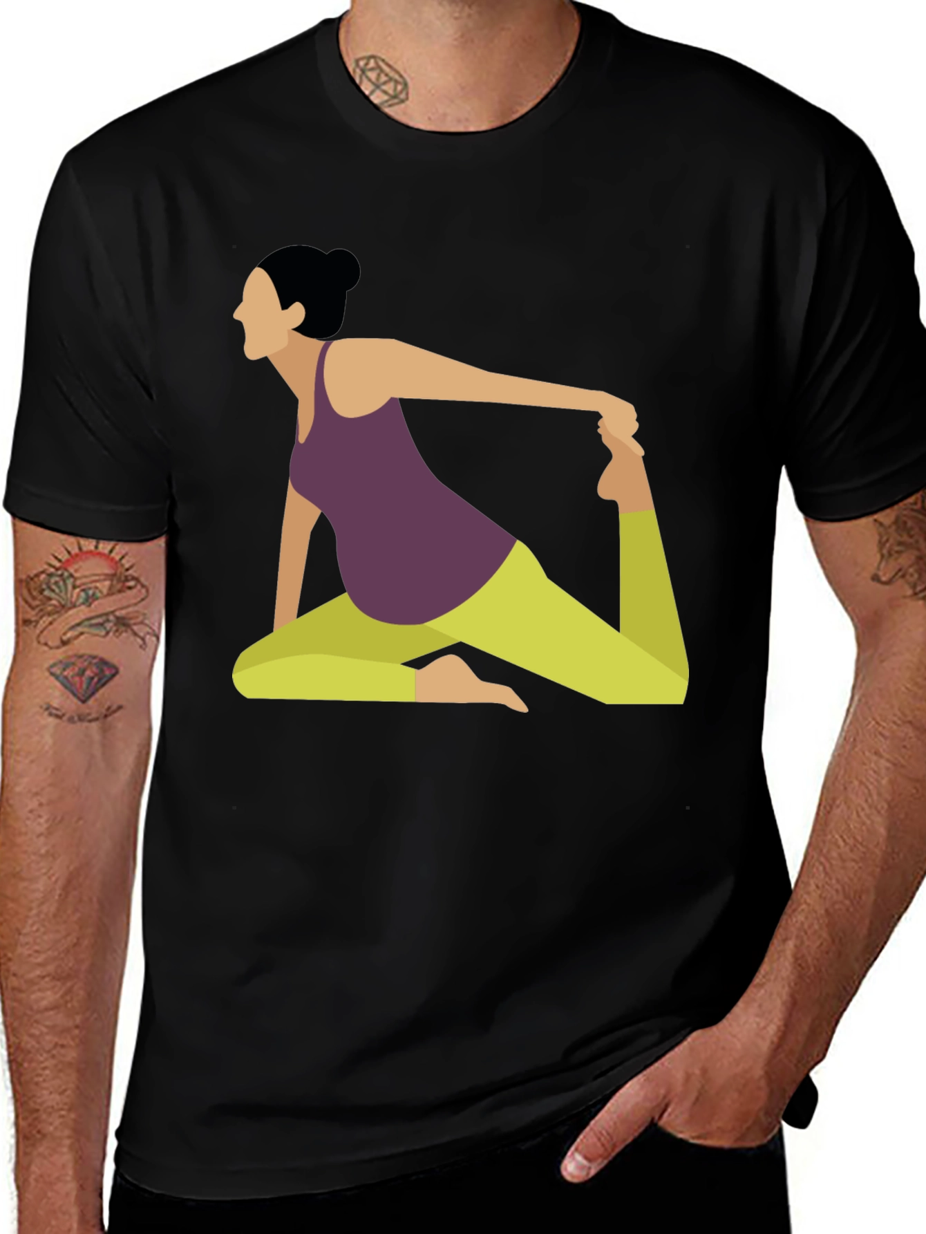 Variant 17 of Yoga Pose Graphic Tee - Black Cotton Blend