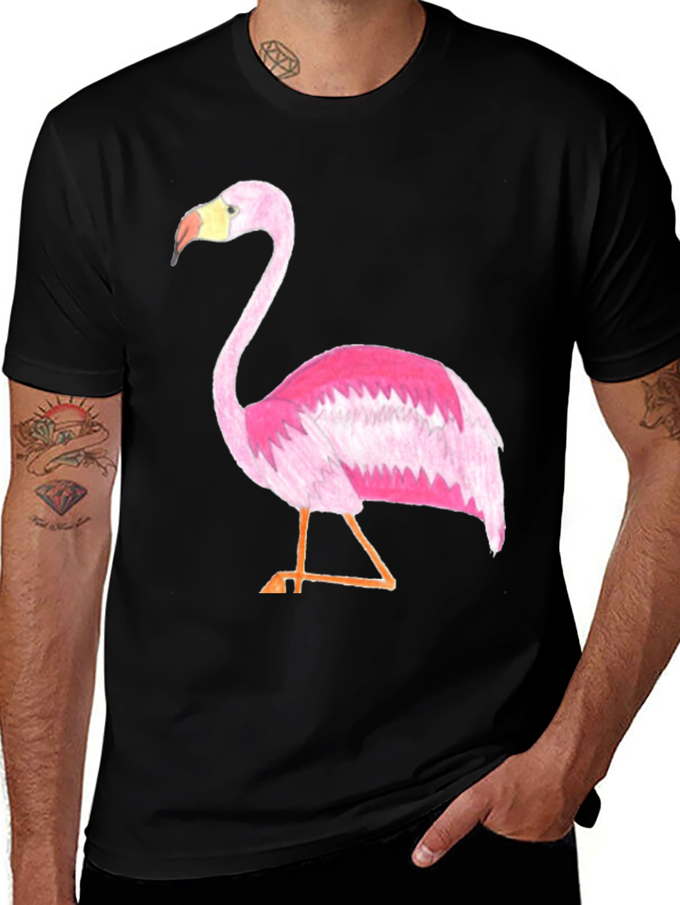 Variant 17 of Flamingo Graphic Tee - Black Casual Shirt