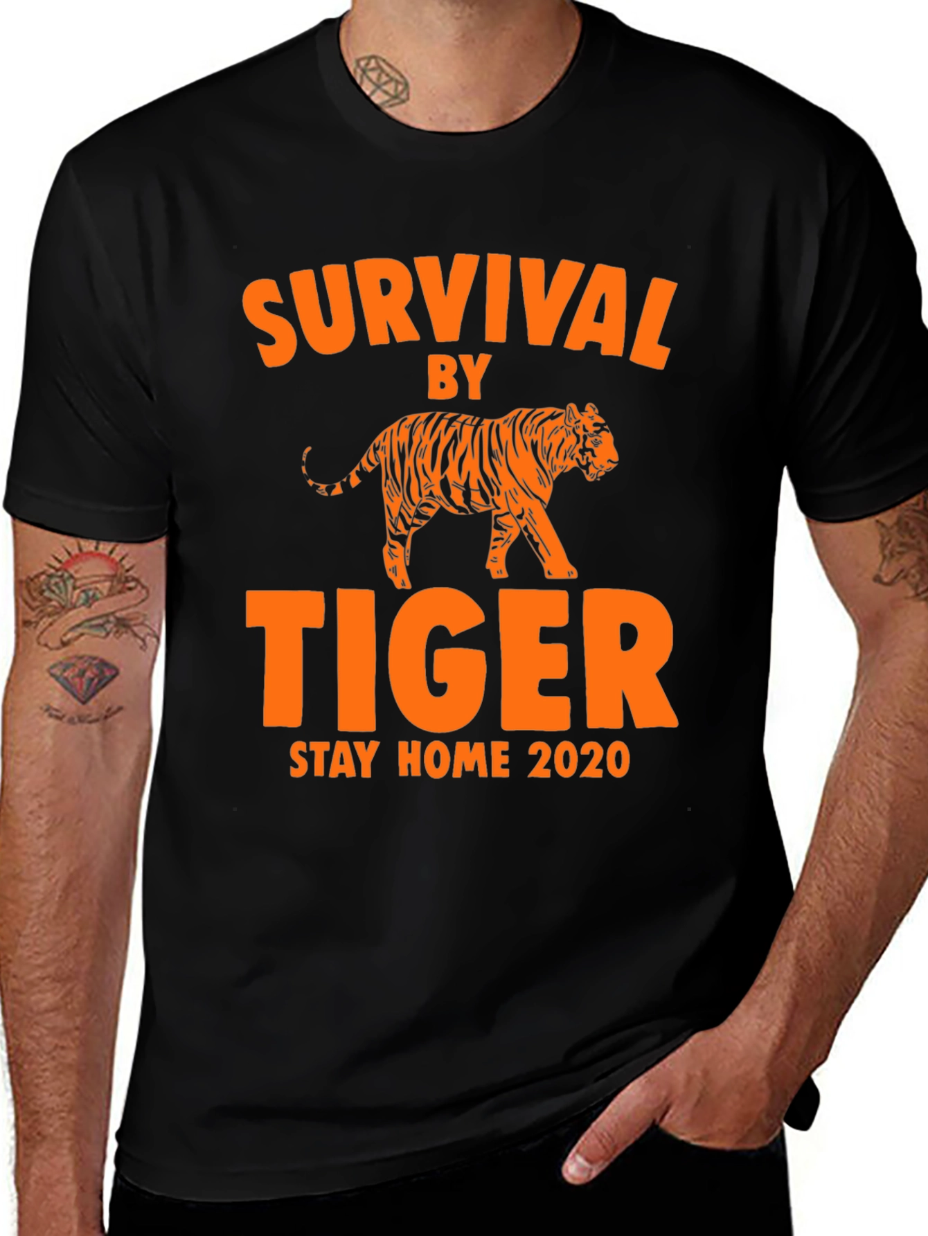 Variant 30 of Survival by Tiger Black Graphic T-Shirt