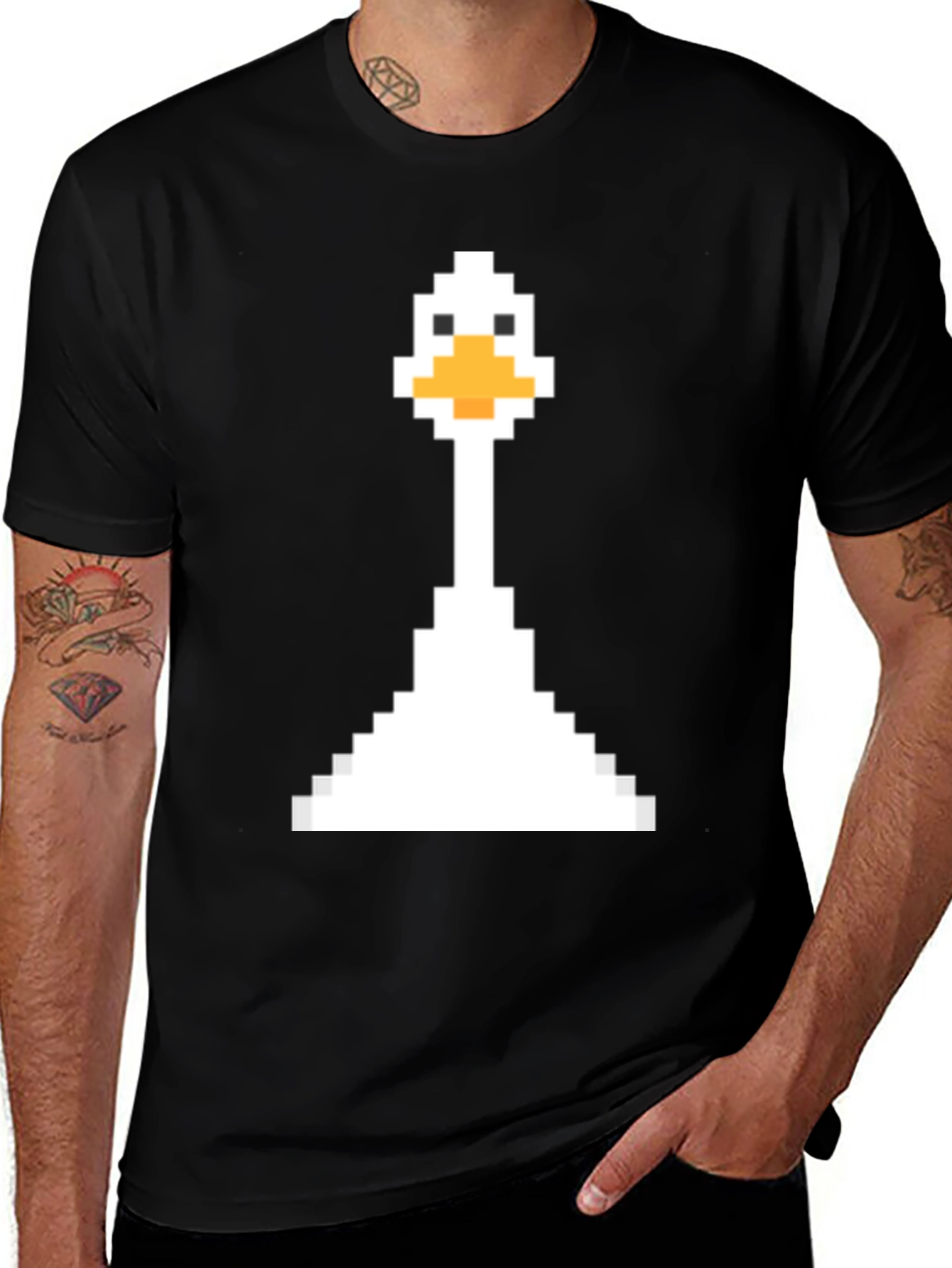 Pixel Goose Black T-Shirt - Retro Gaming Style