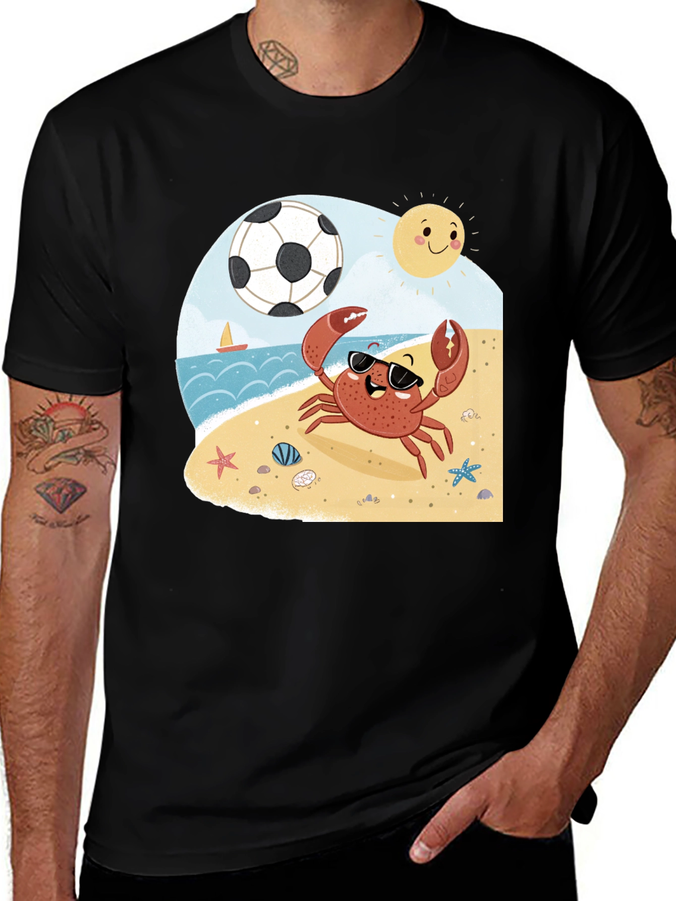 Variant 20 of Crab Soccer Beach T-Shirt