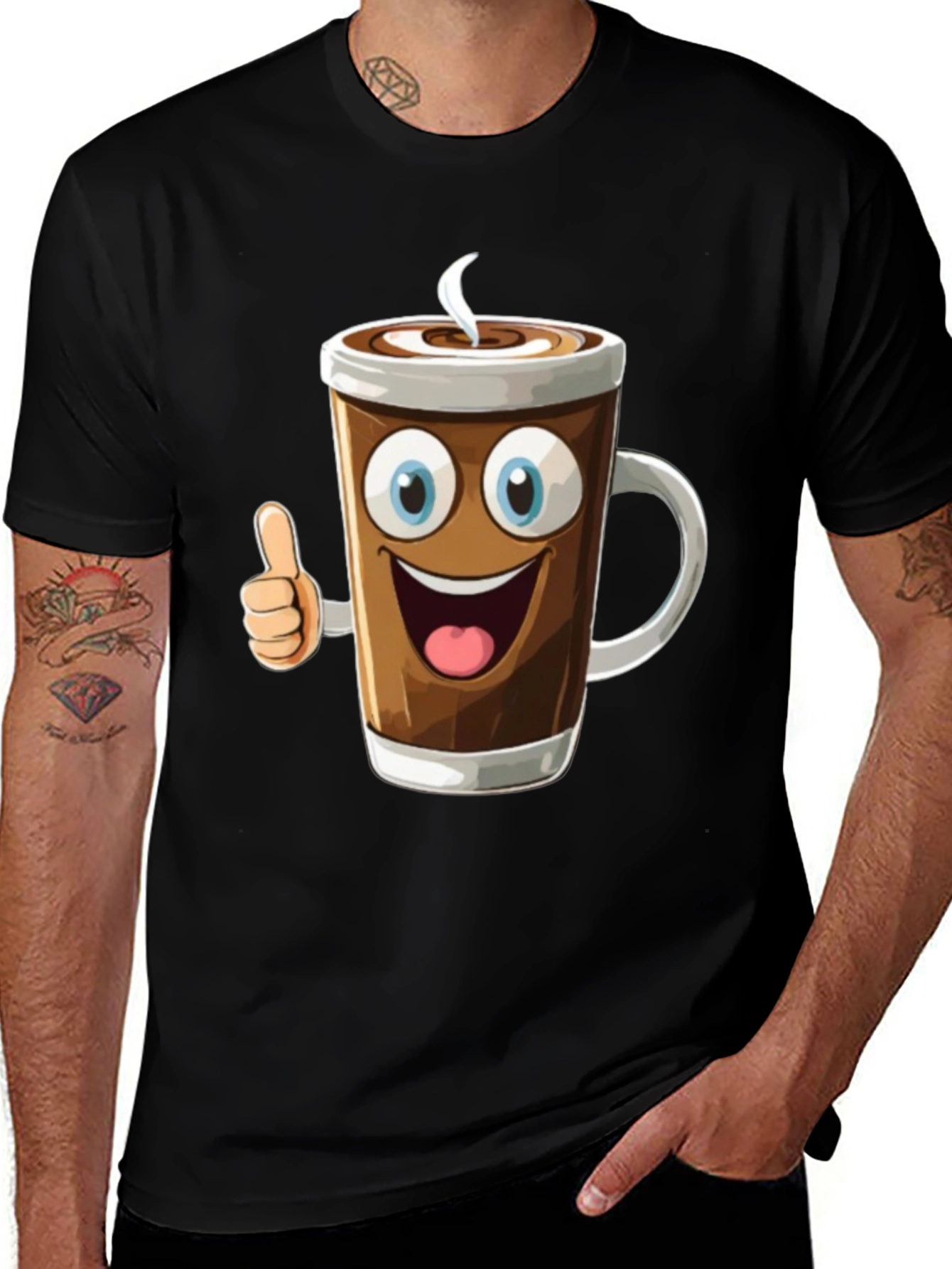 Variant 3 of Cartoon Coffee Cup Graphic T-Shirt