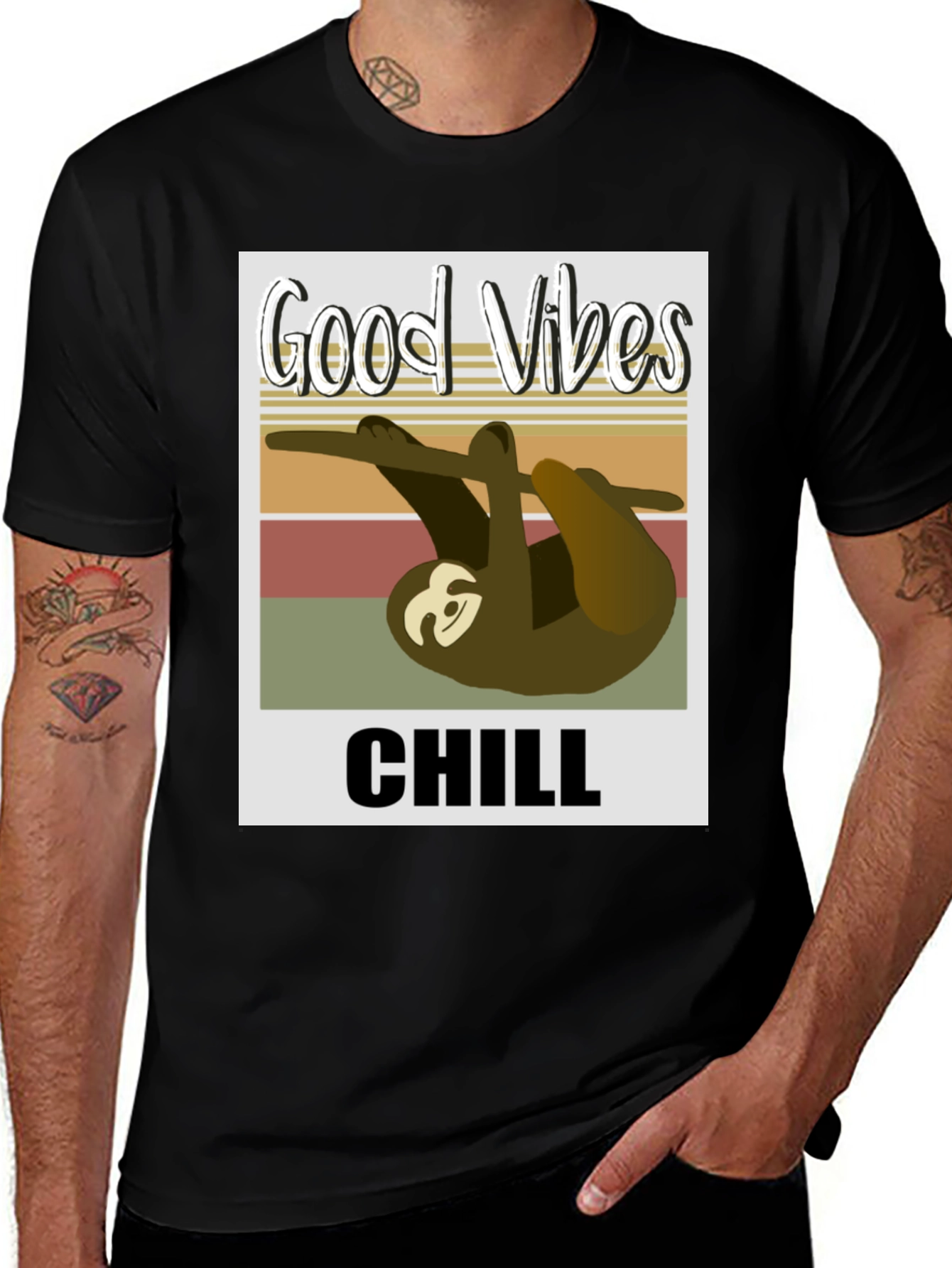 Variant 17 of Good Vibes Chill Sloth Graphic T-Shirt